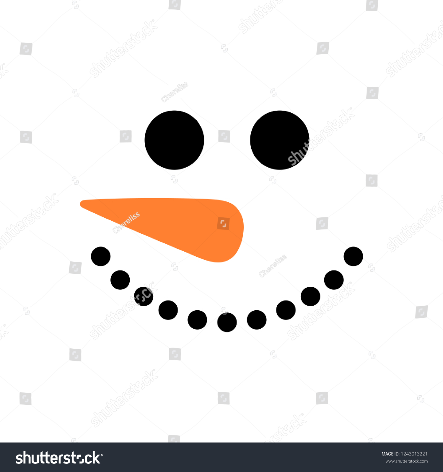 かわいい雪だるまの顔 ベクター画像 スノーマン頭 白い背景にベクターイラスト のベクター画像素材 ロイヤリティフリー