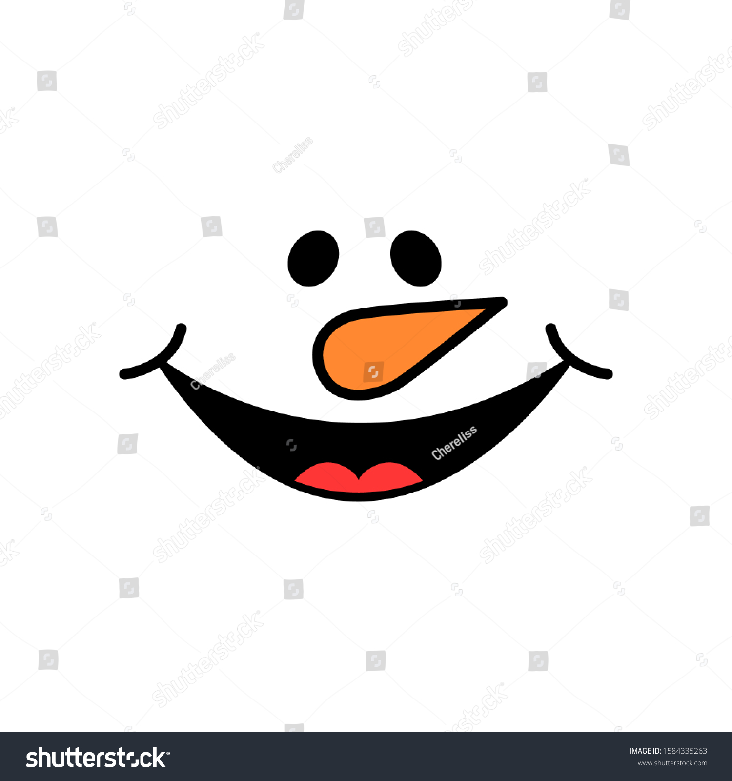 Cute Snowman Face Vector Snowman Head Stock Vector Royalty Free