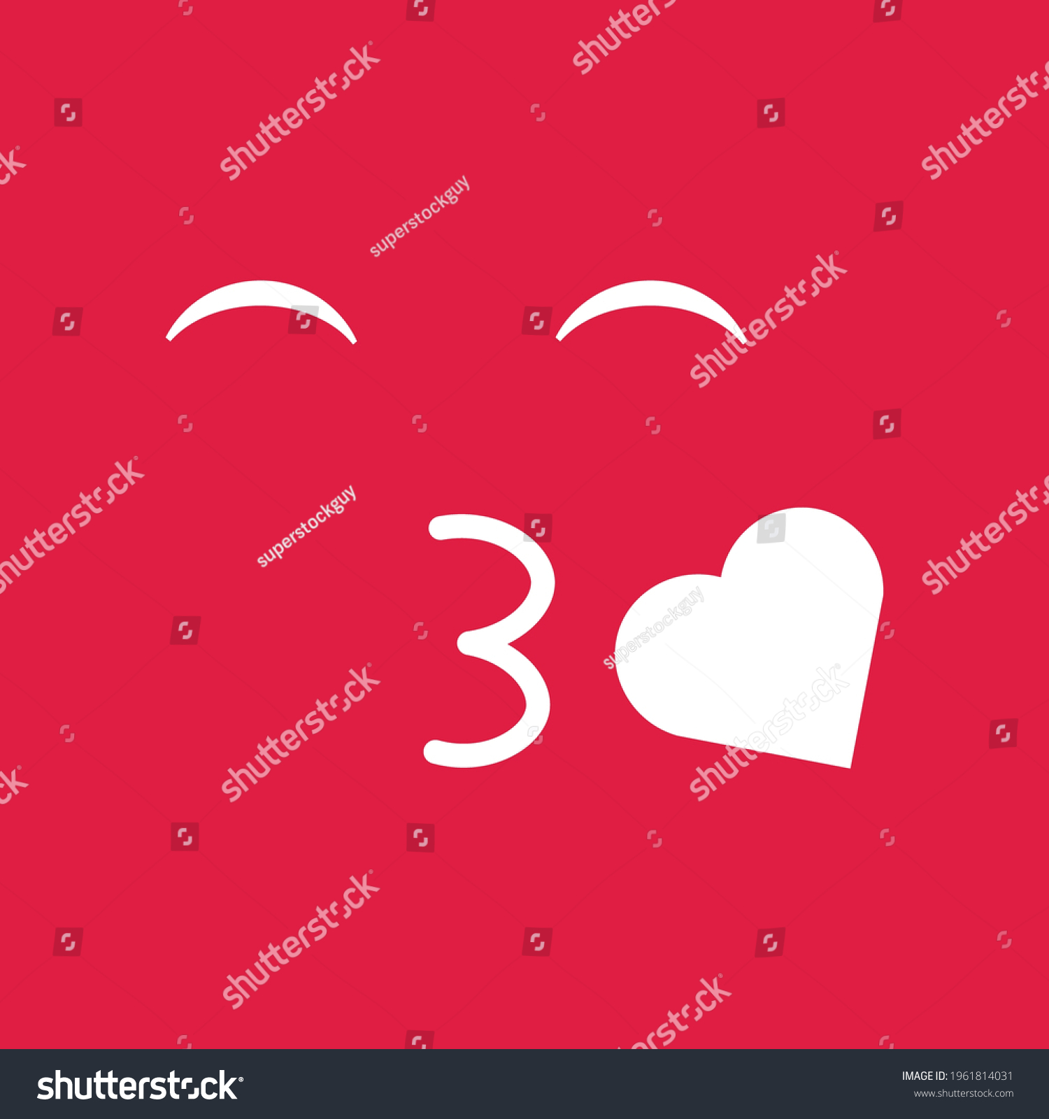 SVG of Cute social media face blowing kisses emoji on a red background. Royalty-free. svg