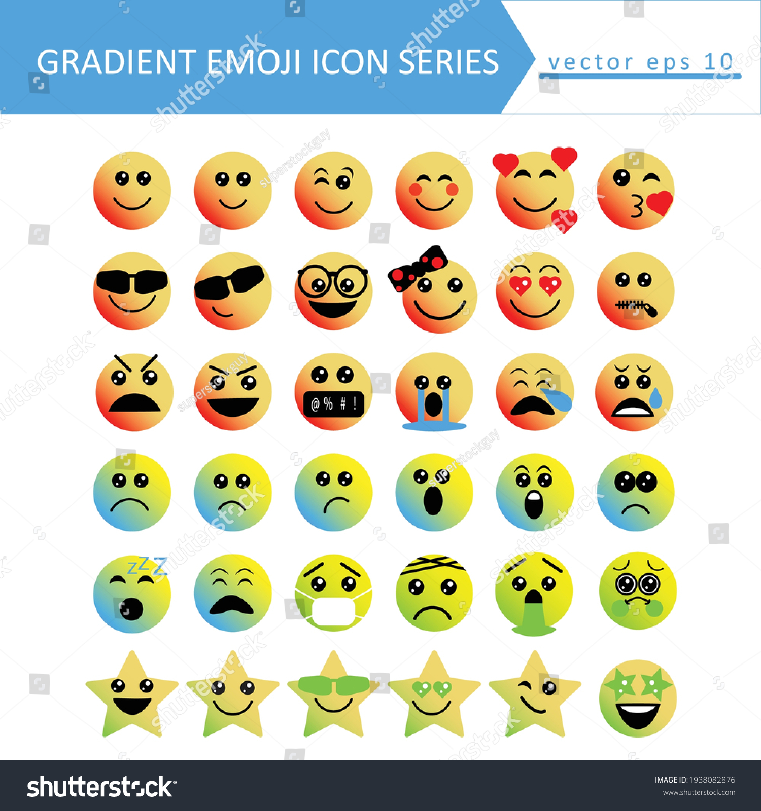 SVG of Cute social media gradient emoji set on white background. Fully editable and royalty free. svg