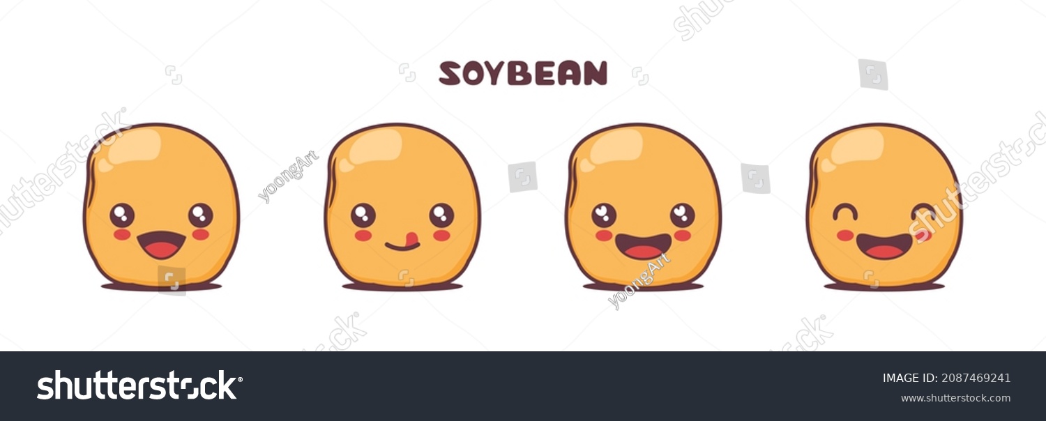 Cute Soybean Cartoon Mascot Different Facial Stock Vector (Royalty Free ...