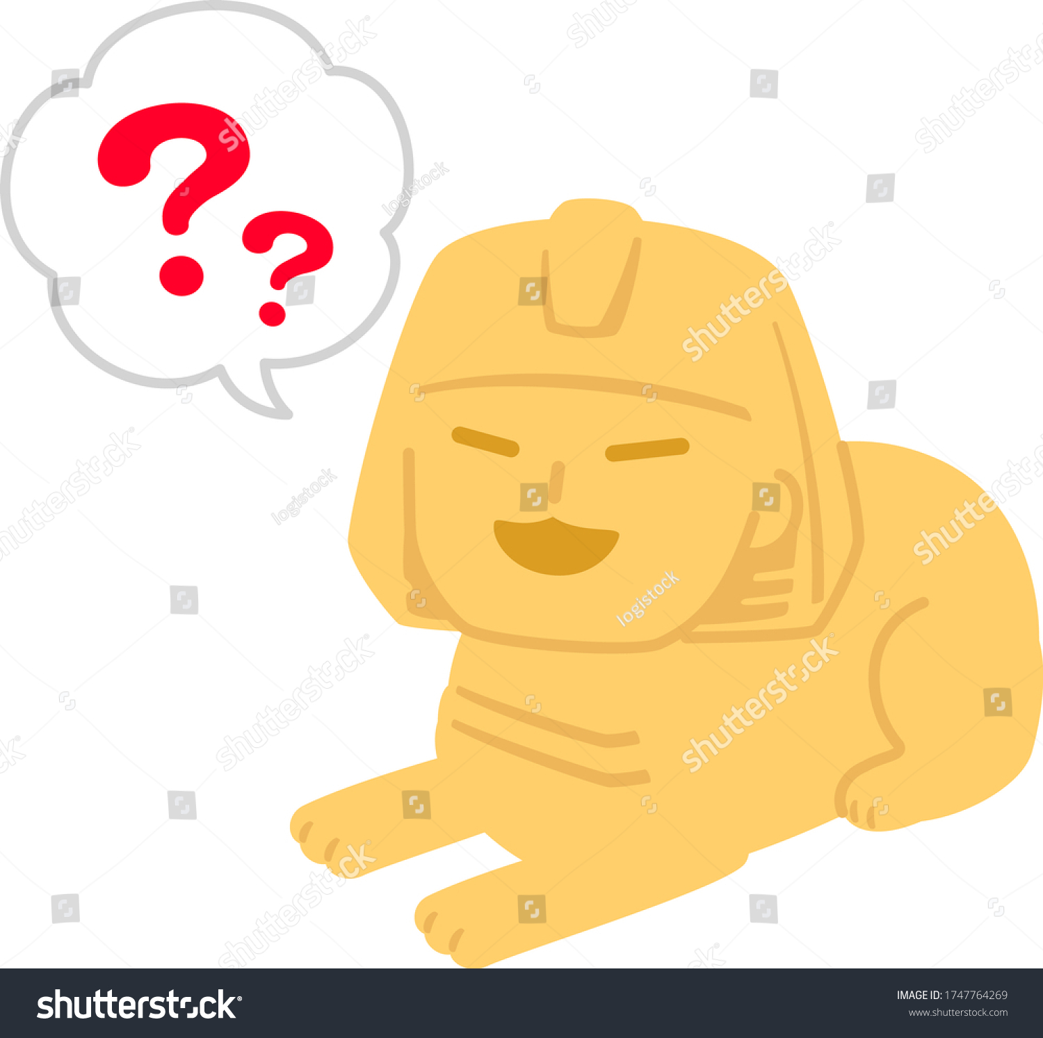 Cute Sphinx Statue Question Marks Stock Vector (Royalty Free) 1747764269