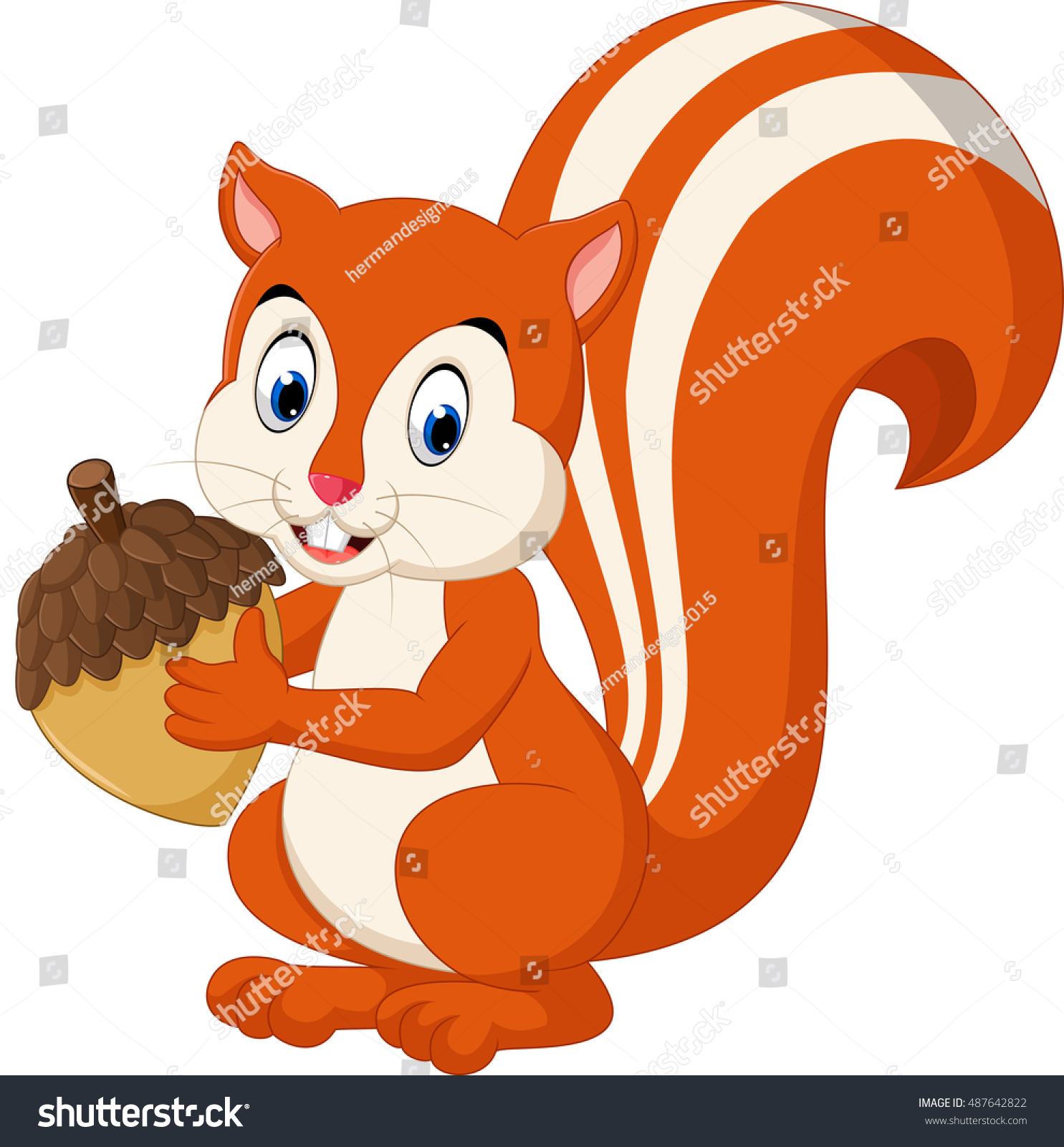 Cute Squirrel Cartoon Stock Vector 487642822 - Shutterstock