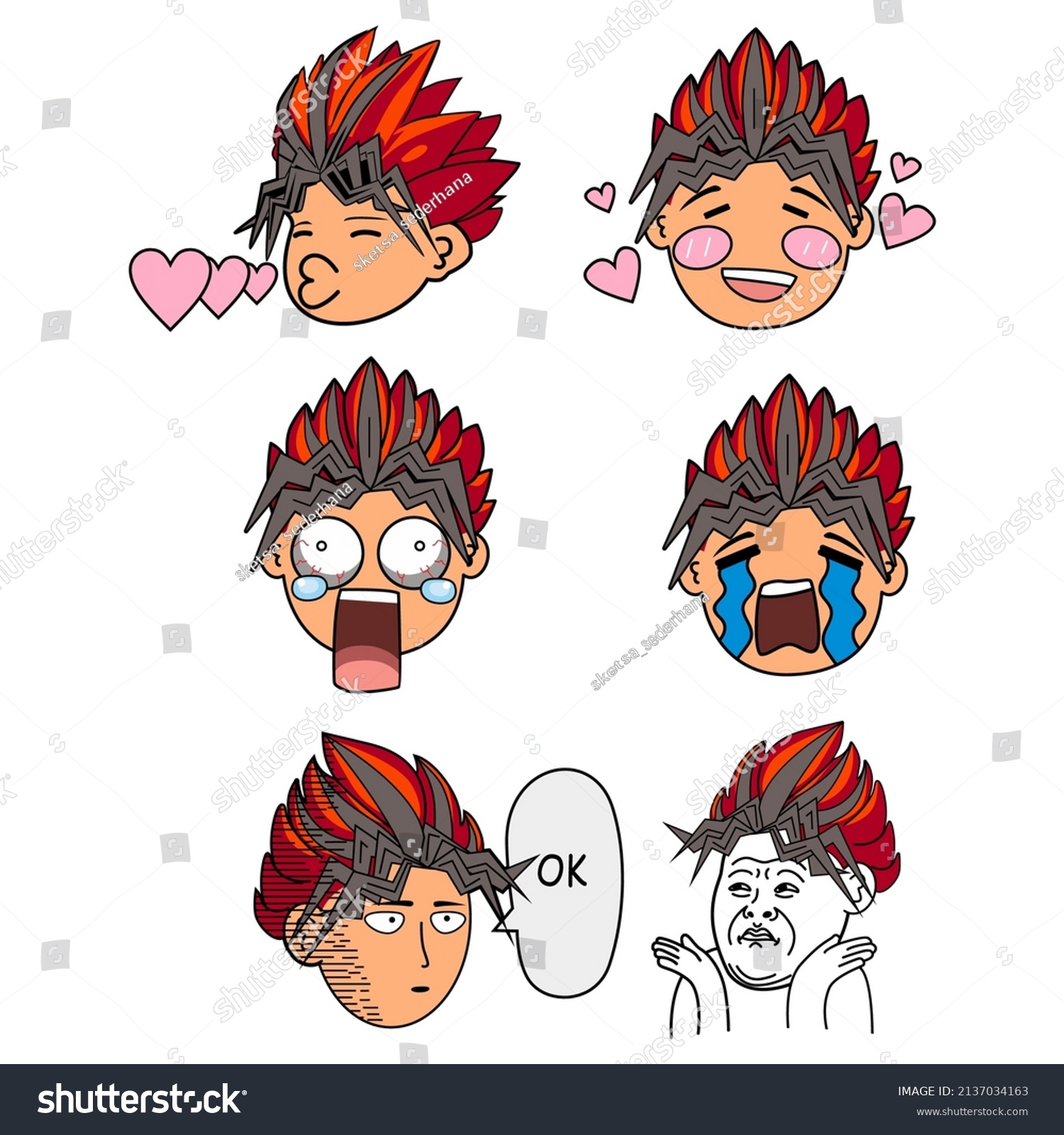 Cute Sticker Vector Design Adorable Expression Stock Vector Royalty Free 2137034163 Shutterstock