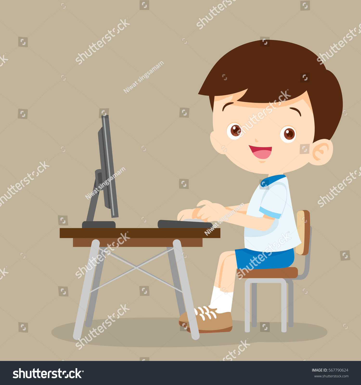 Boy typing on computer Stock Illustrations, Images & Vectors | Shutterstock