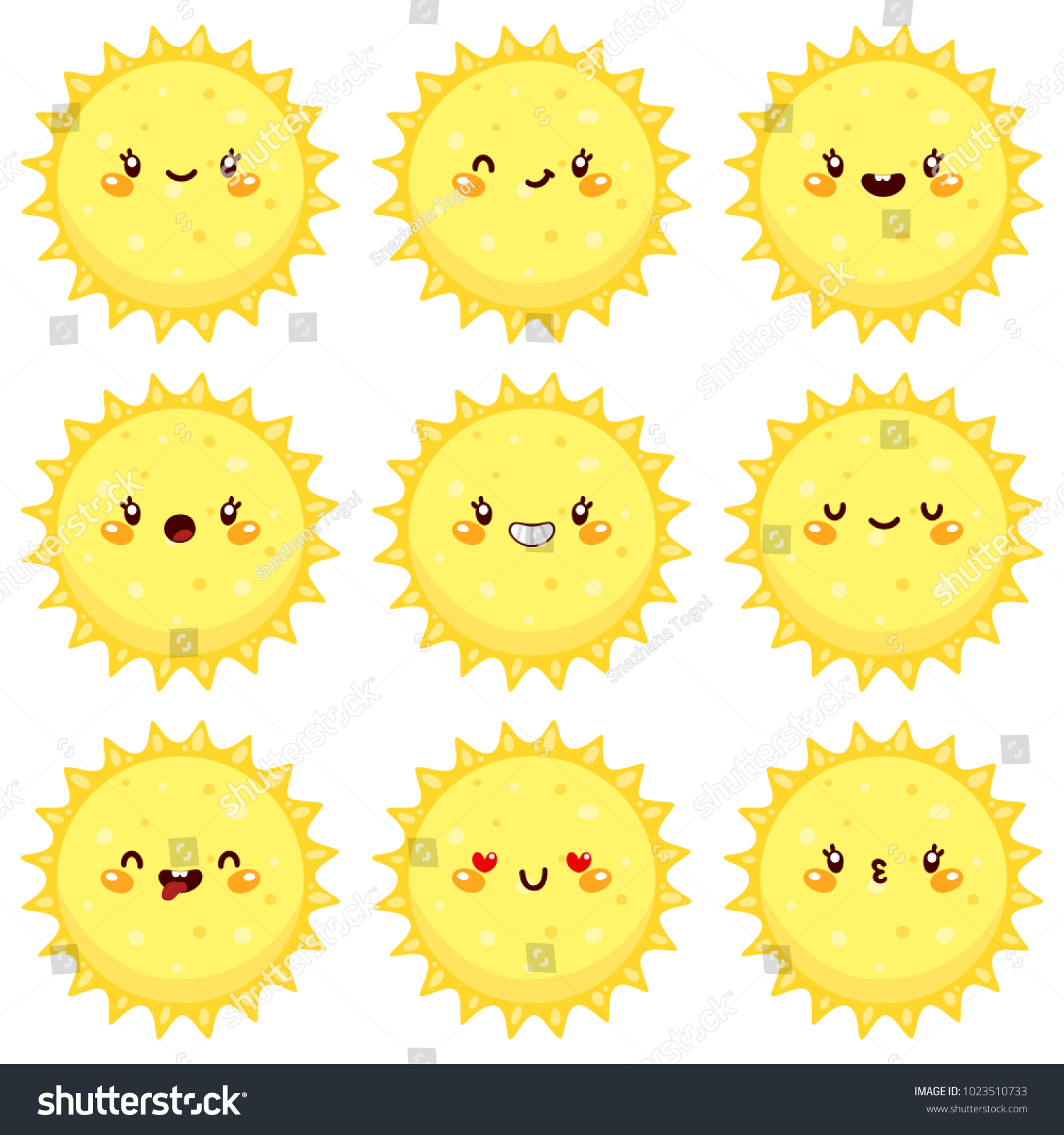 Cute Sun Smiley Vector Solar System Stock Vector Royalty Free 1023510733 6323