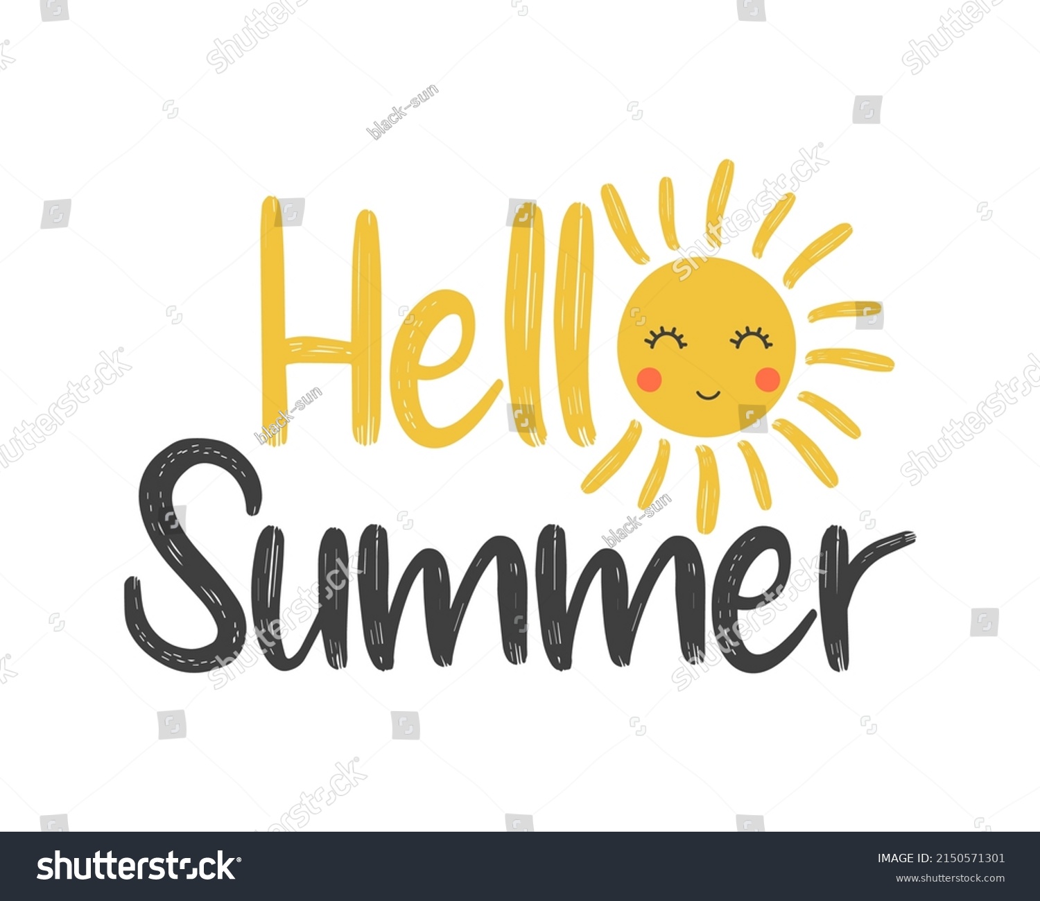 Cute Sun Vector Illustration Hello Summer Stock Vector (royalty Free 