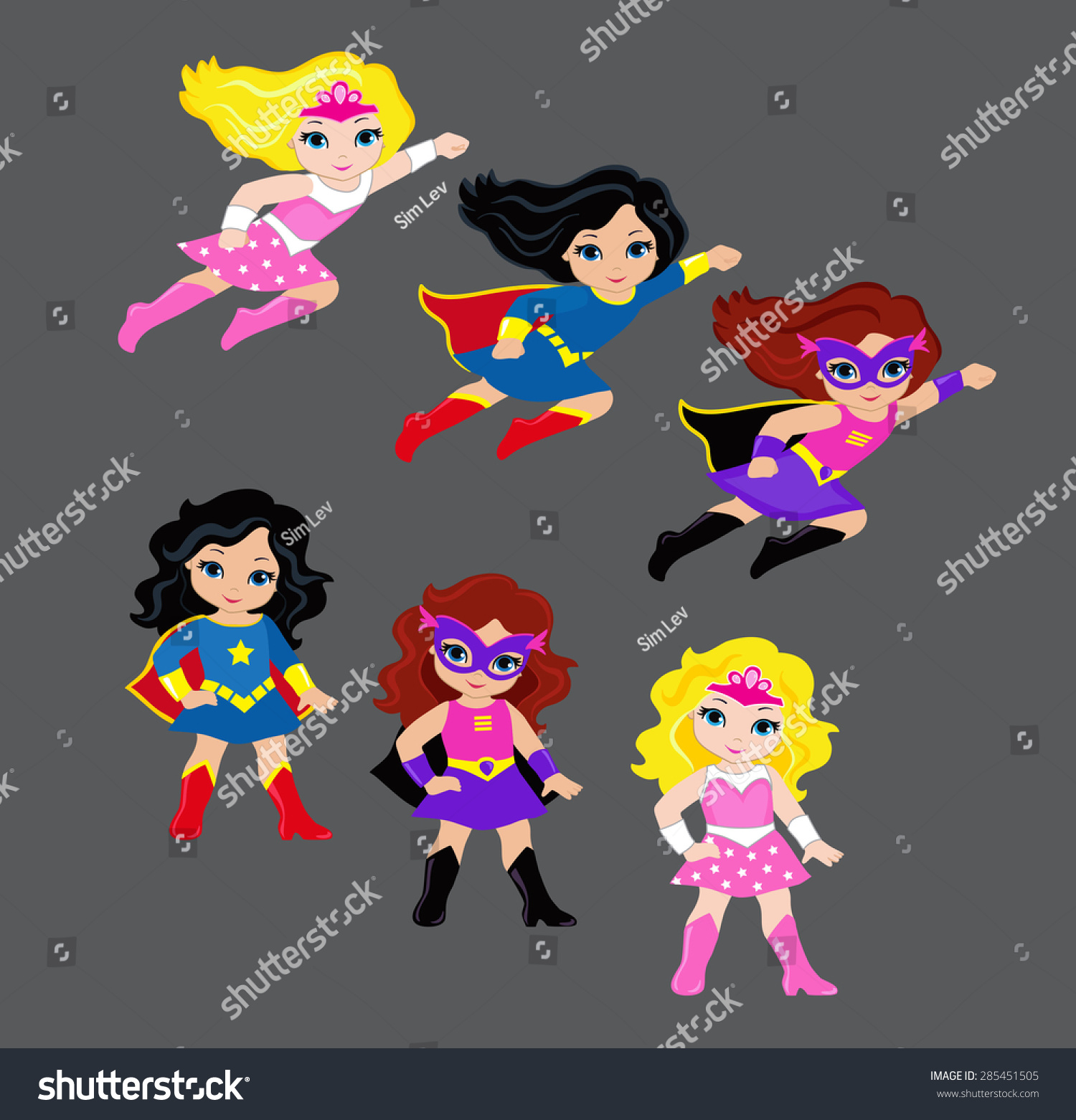 Cute Superhero Girl Vector Clip Art Set. - 285451505 : Shutterstock