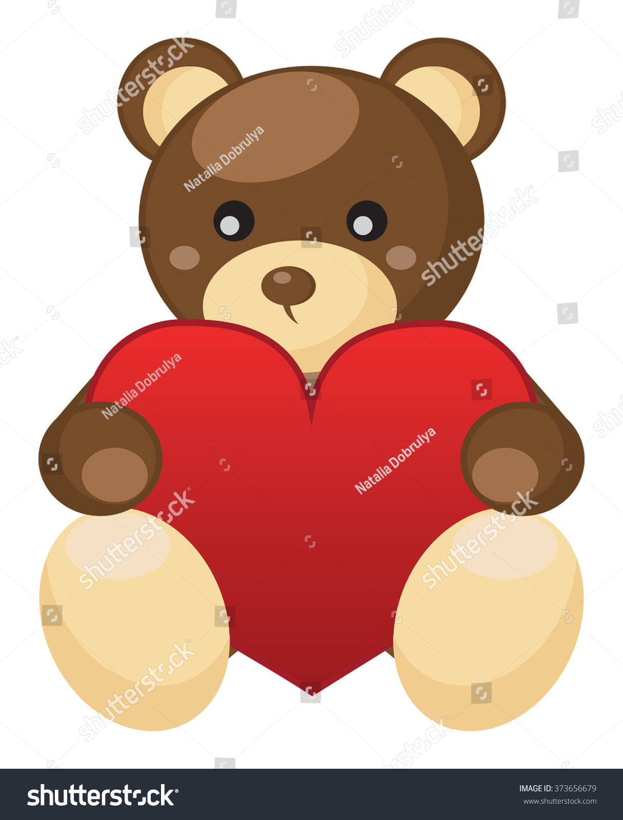 Cute Teddy Bear Holding Heart Vector Stock Vector 373656679 - Shutterstock