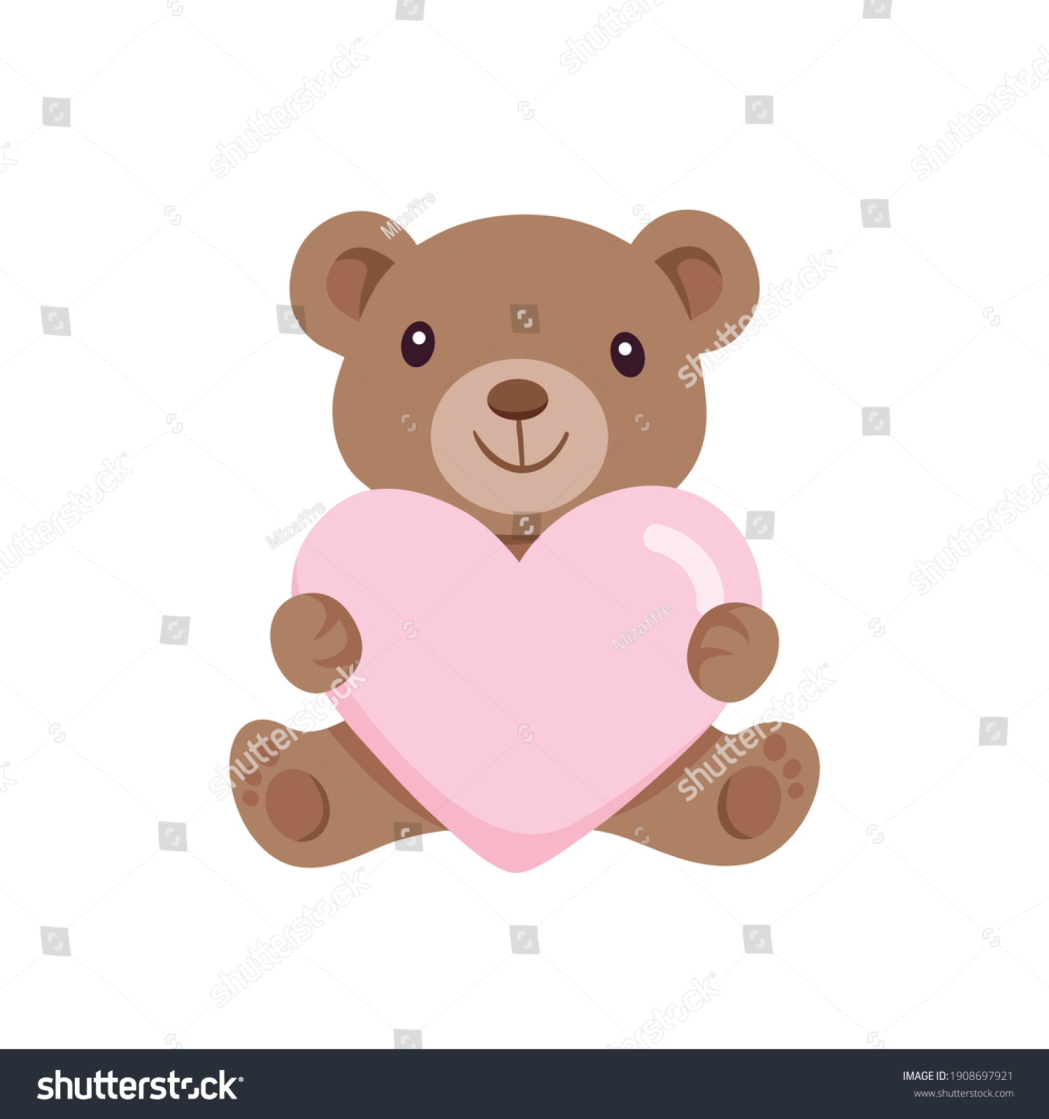 brown teddy bear holding pink heart clip art preview