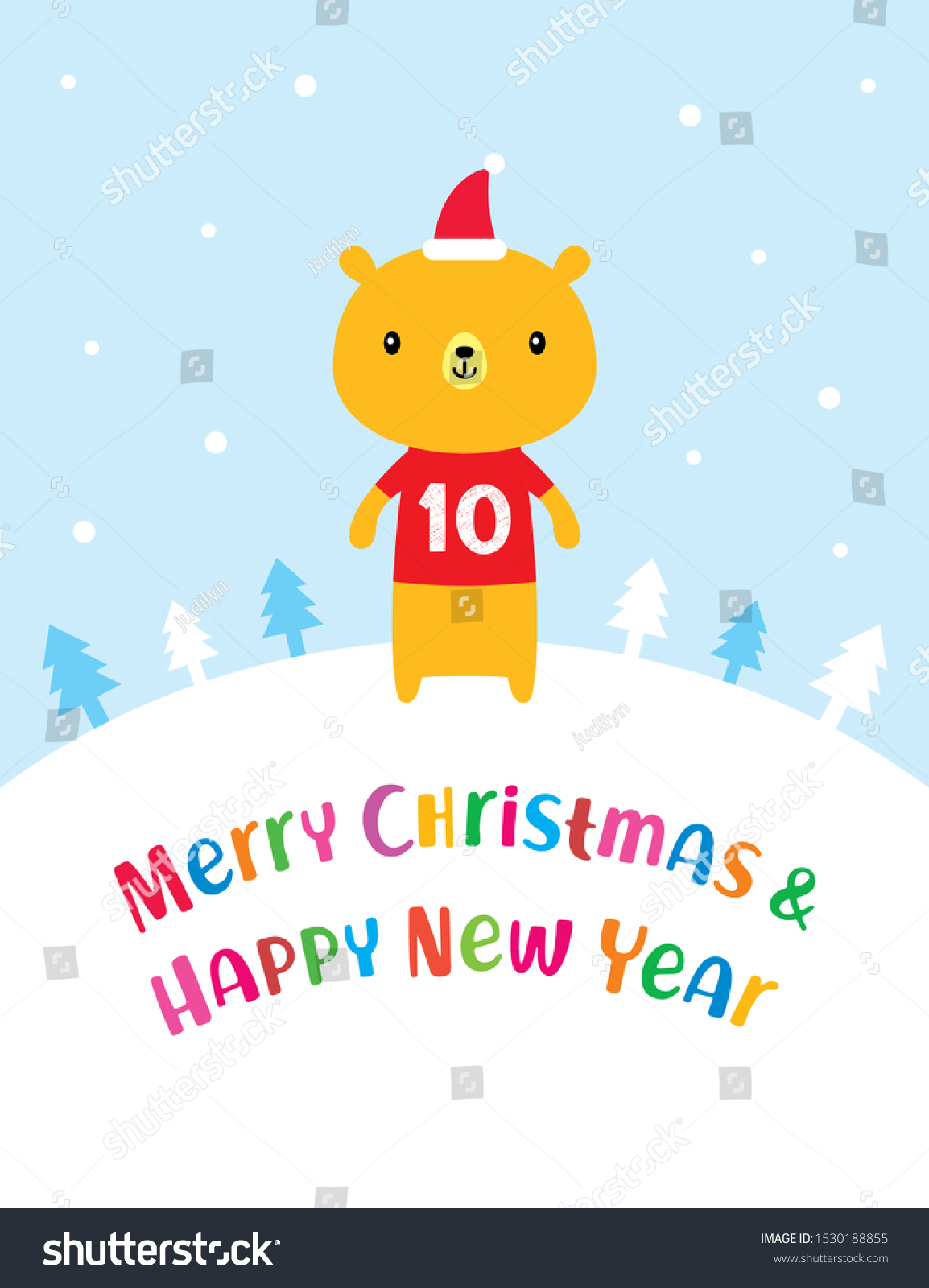 Cute Teddy Bear Merry Christmas Greeting Stock Vector (Royalty Free