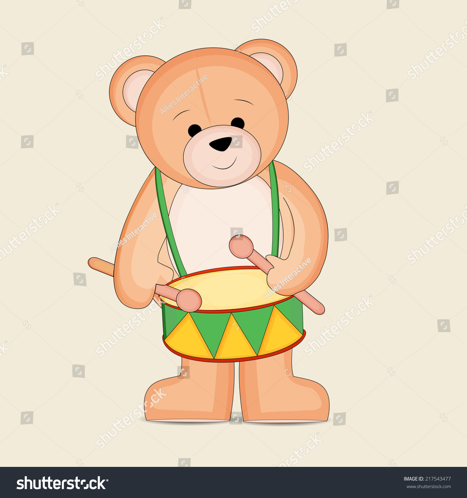 Cute Teddy Bear Toy Playing Drum Stock Vector (Royalty Free) 217543477 ...