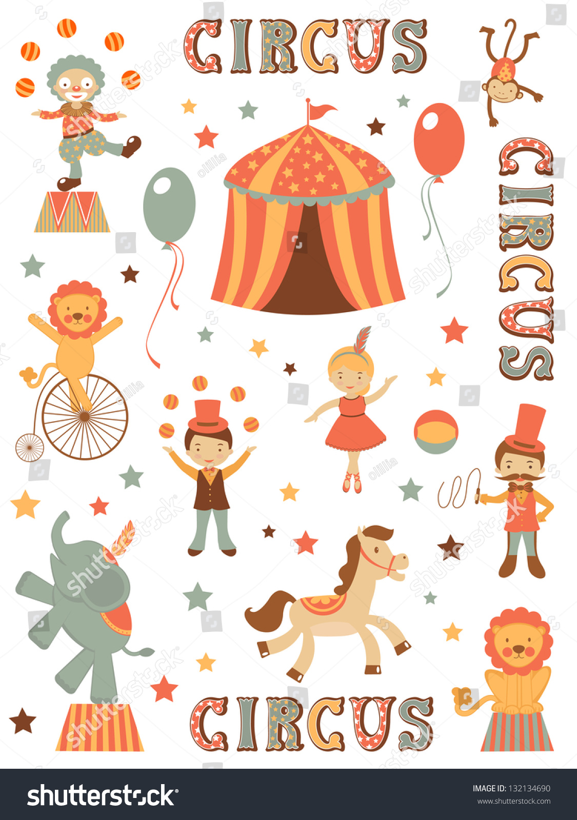 Cute Tent Circus Illustration - 132134690 : Shutterstock