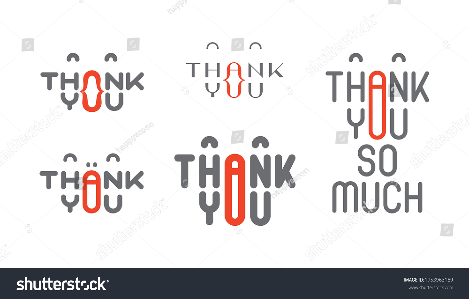 Cute Thank You Lettering Cards Advertisements Stock Vector Royalty Free 1953963169 Shutterstock 1988
