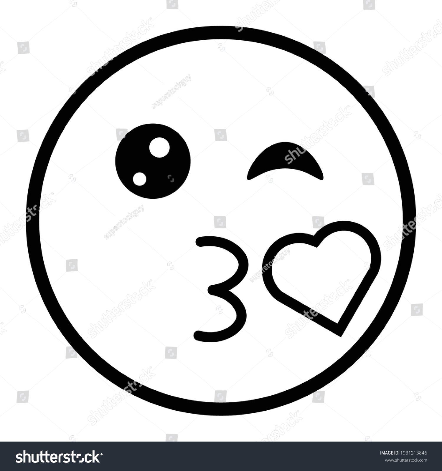 SVG of Cute thin line blowing kiss emoji face. Royalty free and fully editable. svg