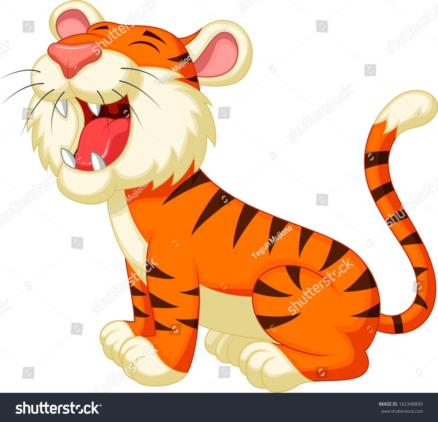 Cute Tiger Cartoon Roaring Stock Vector 162348899 - Shutterstock