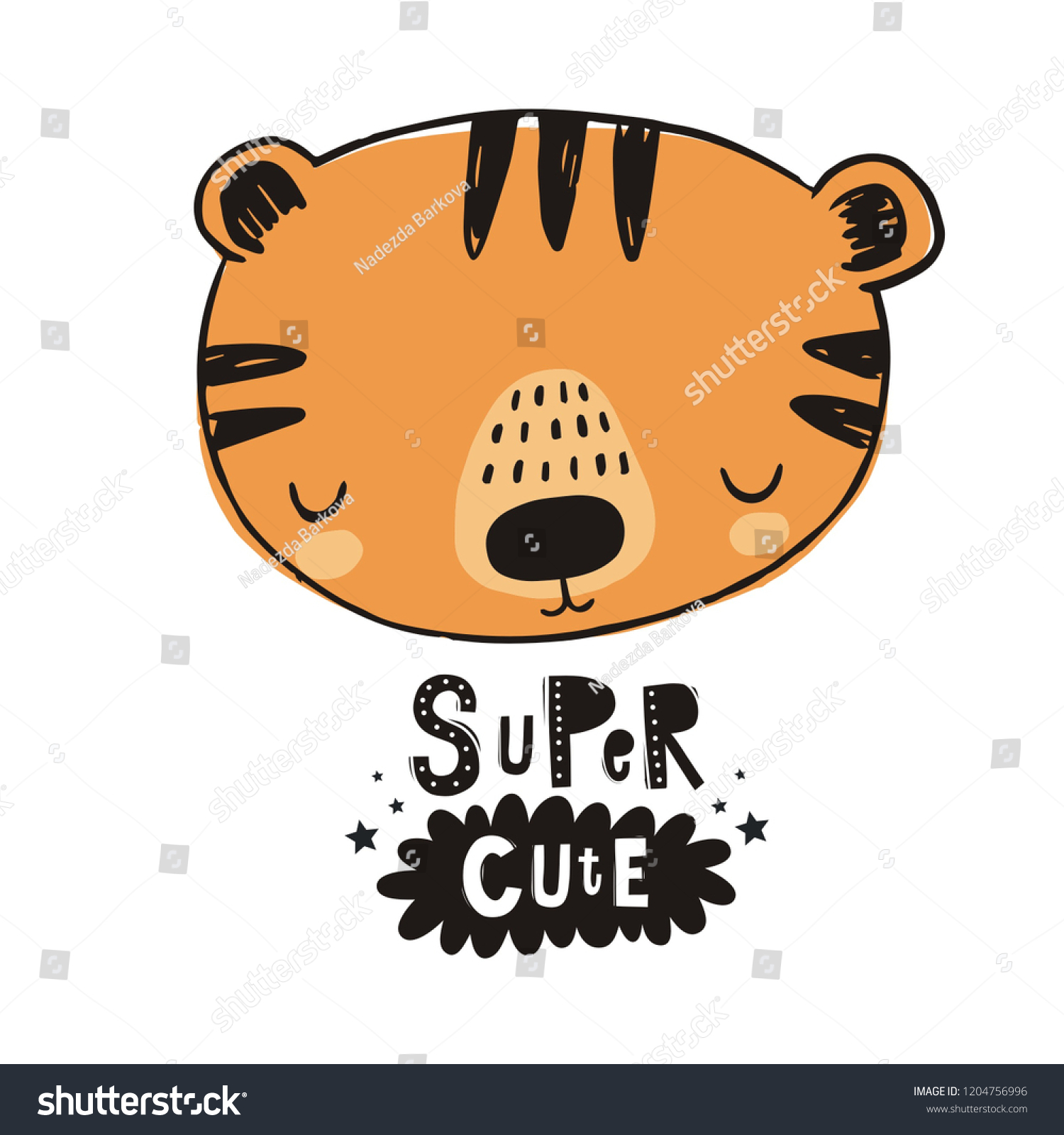 Cute Tiger Vector Illustration Hand Drawn Stock Vector Royalty Free