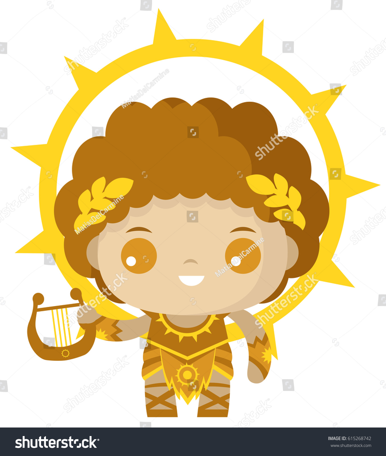 Cute Tiny Apollo God Sun Stock Vector 615268742 - Shutterstock