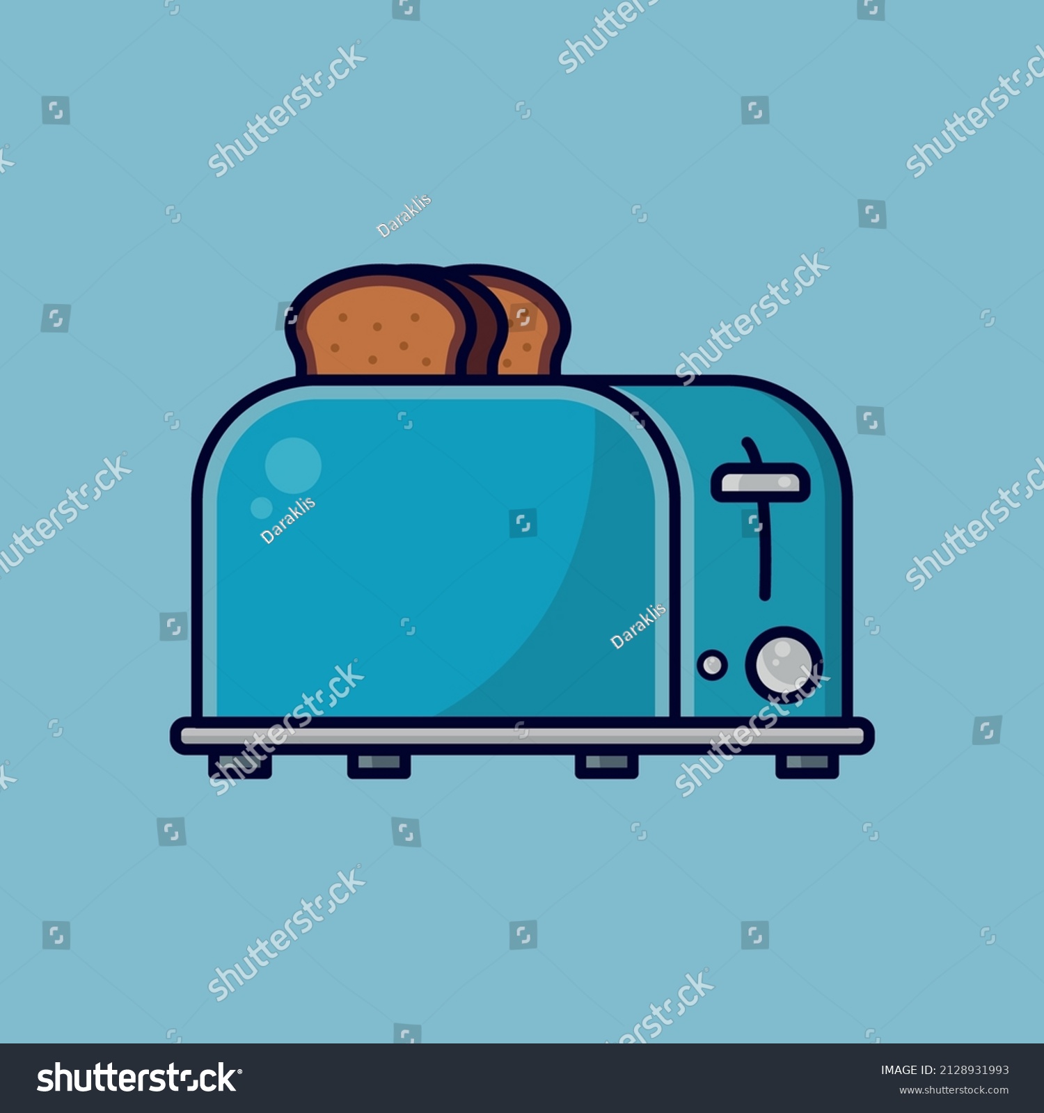 Cute Toaster Drawing Vector Art On Stock Vector (Royalty Free) 2128931993