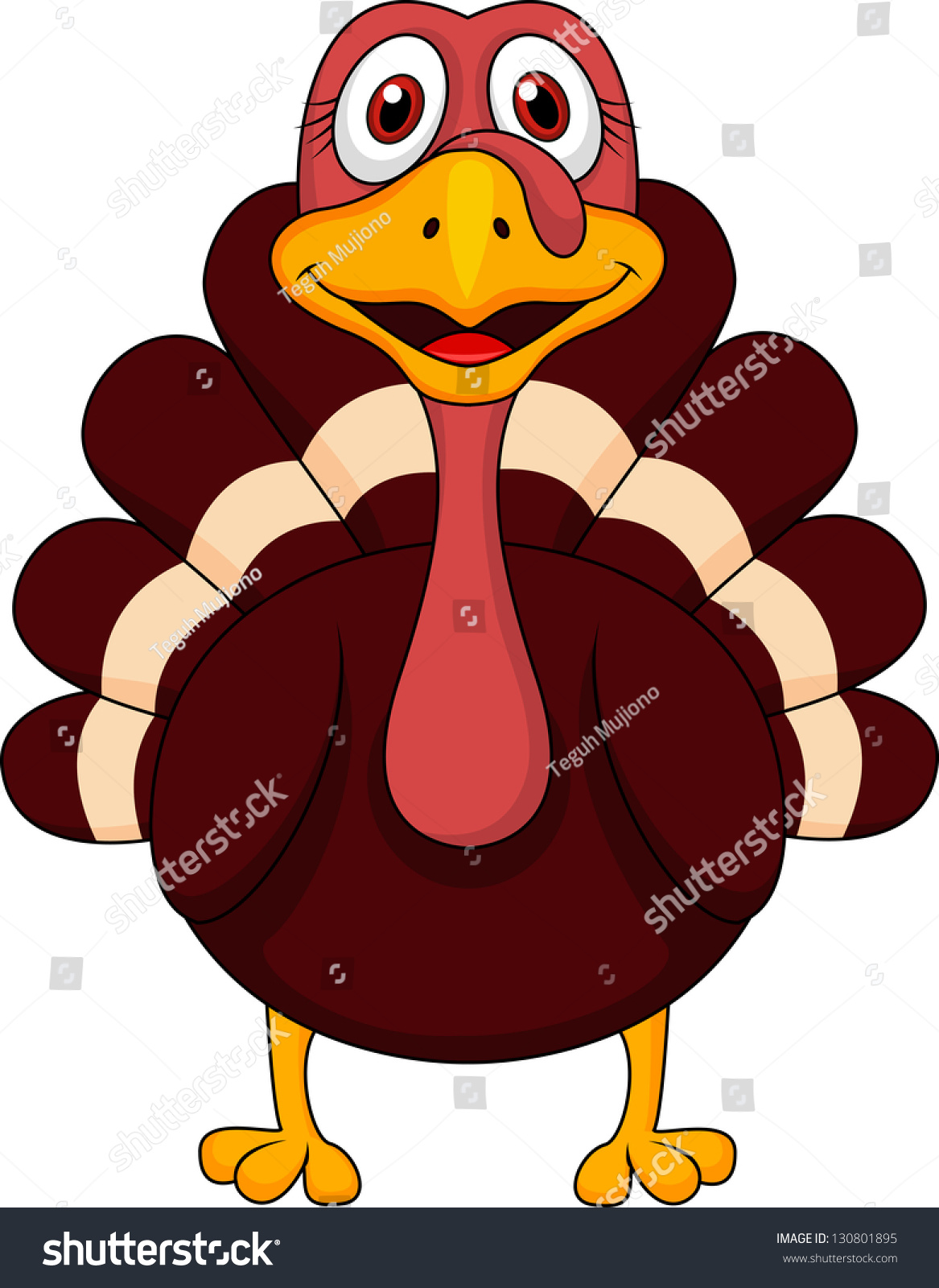 Cute Turkey Cartoon Stock Vector 130801895 - Shutterstock
