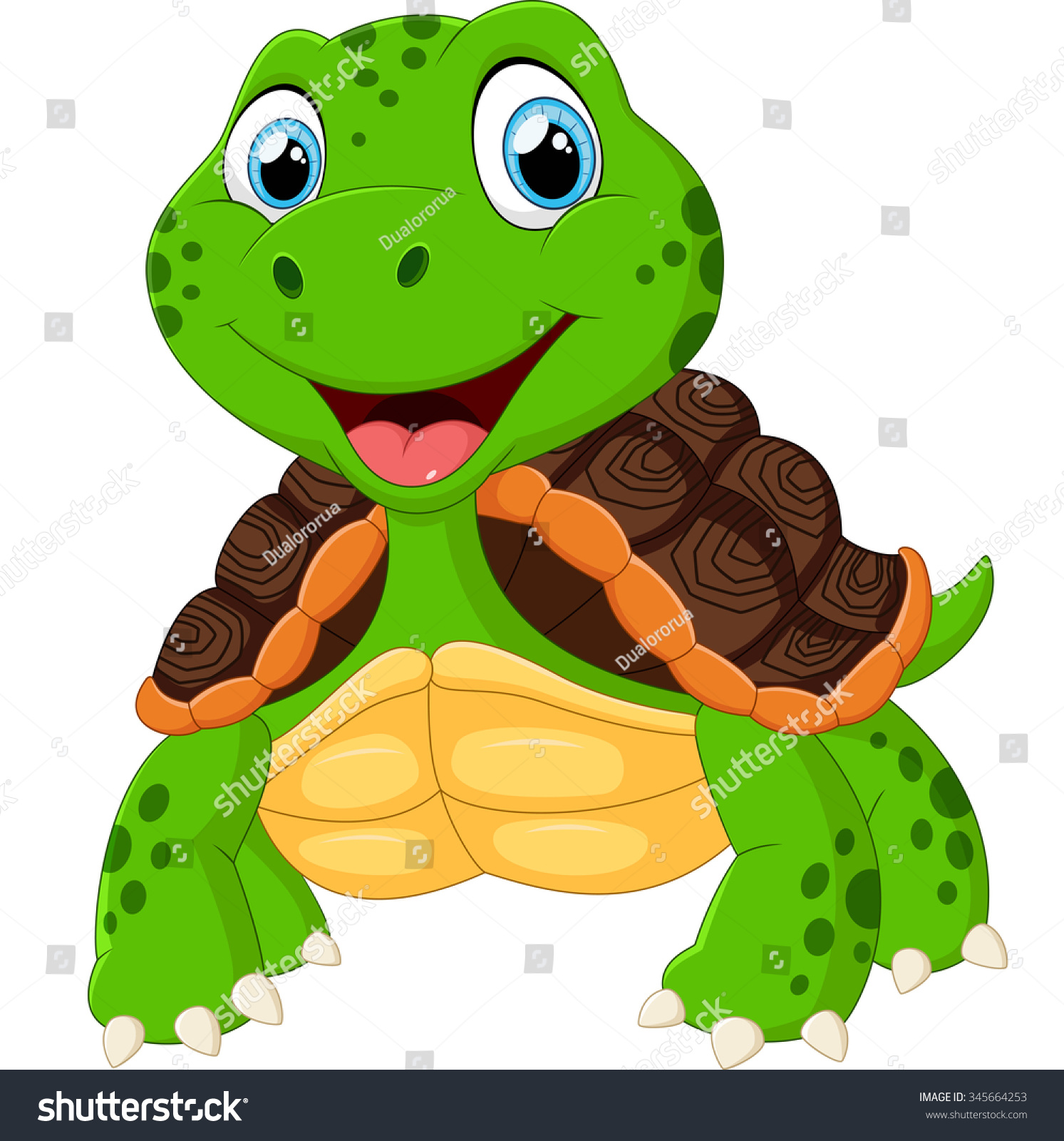 Cute Turtle Cartoon Posing Stock Vector Illustration 345664253 ...