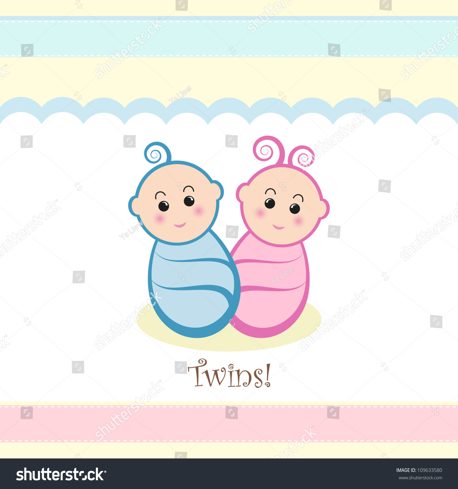 Cute Twin Baby Boy And Girl Design. Stock Vector 109633580 : Shutterstock