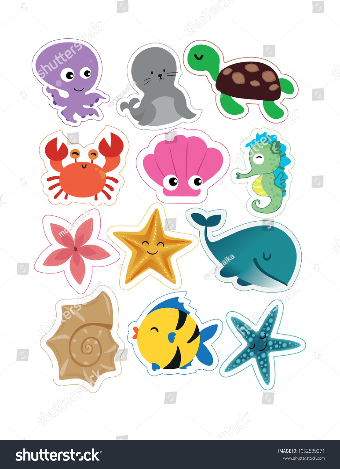 Cute Under Sea Elements Crab Whale Stock Vector Royalty Free Shutterstock