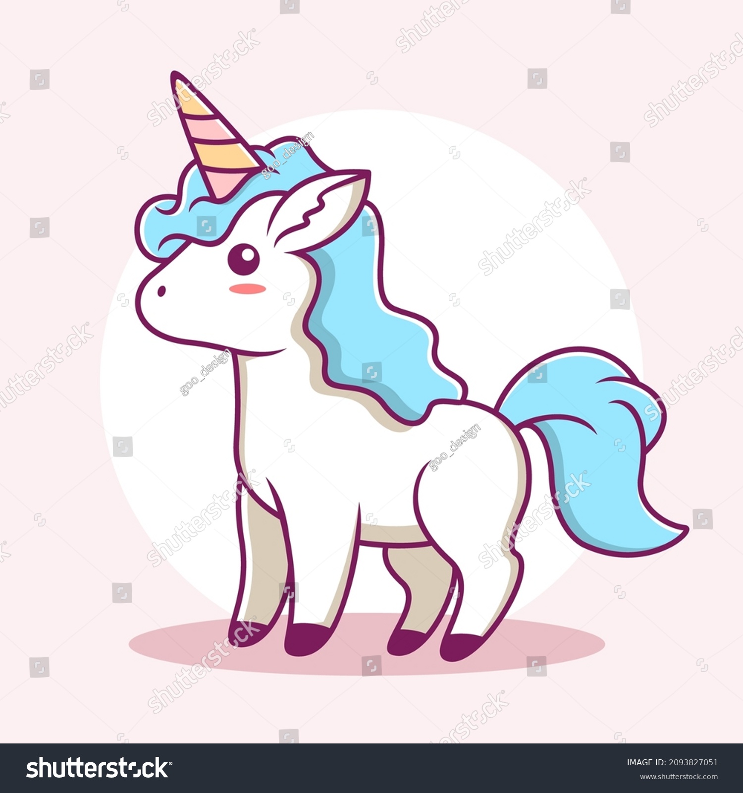 Cute Unicorn Cartoon Icon Illustration Animal Stock Vector (Royalty ...