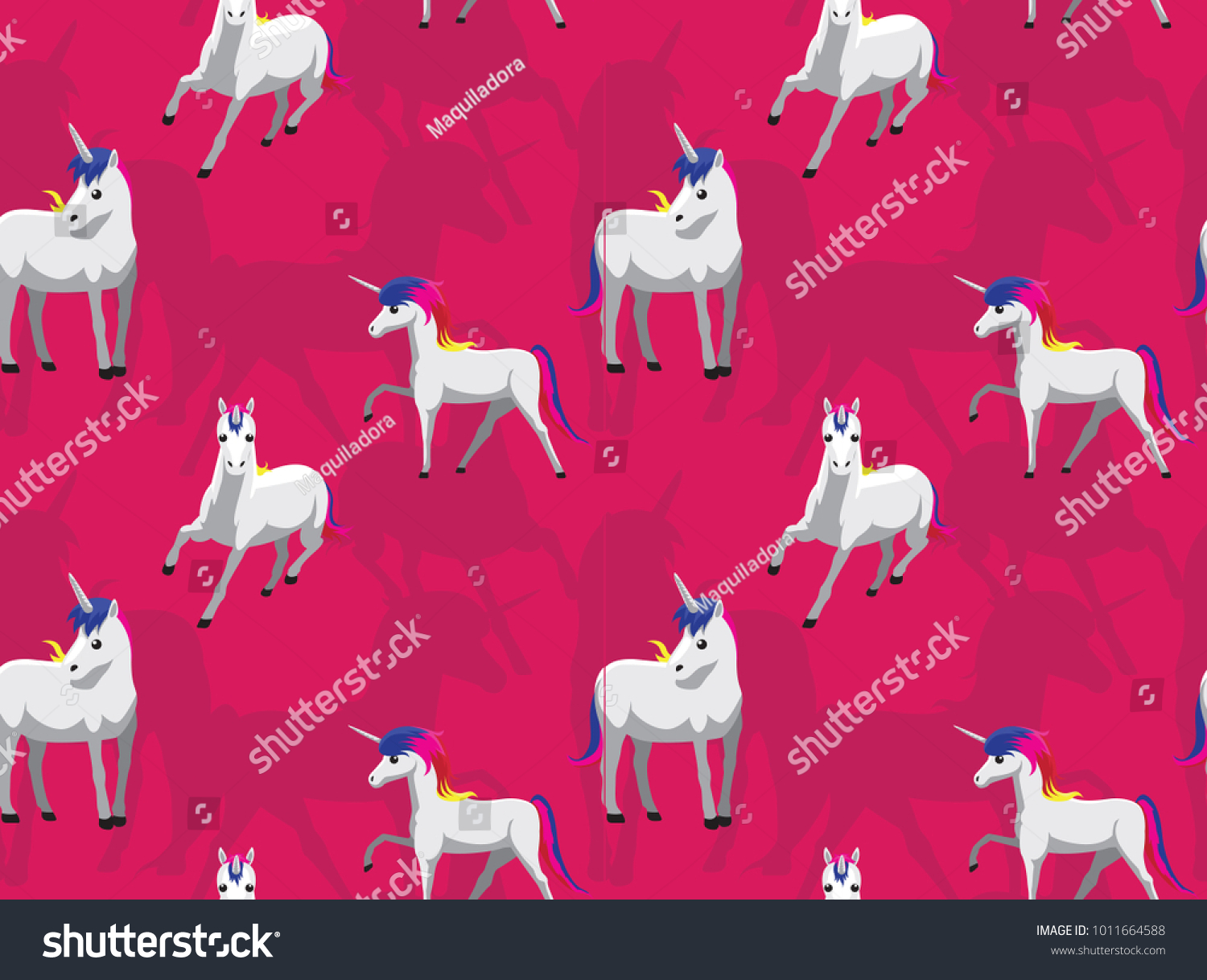 Cute Unicorn Cartoon Seamless Wallpaper Stock Vector 1011664588