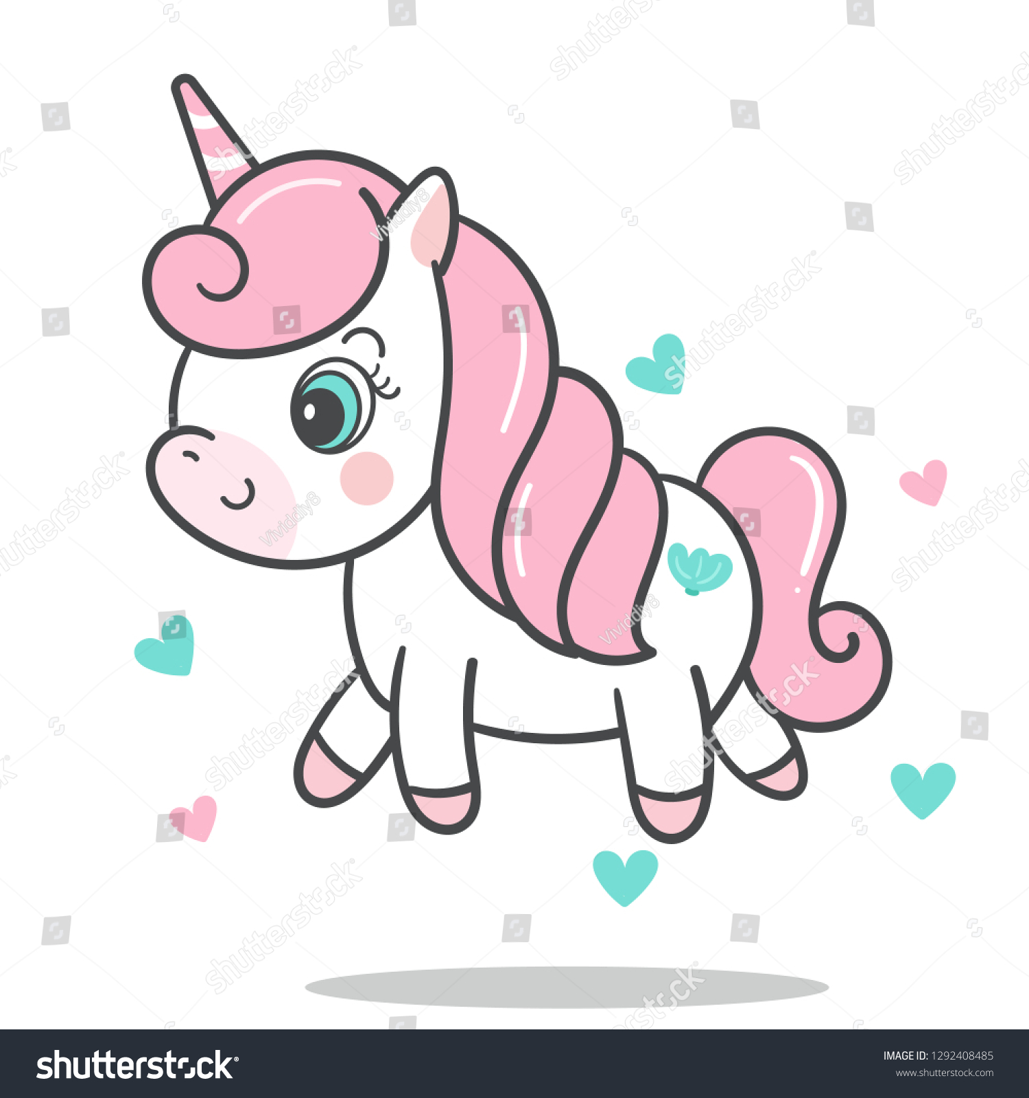 Cute Unicorn Cartoon Vector Pastel Color Stock Vector Royalty Free