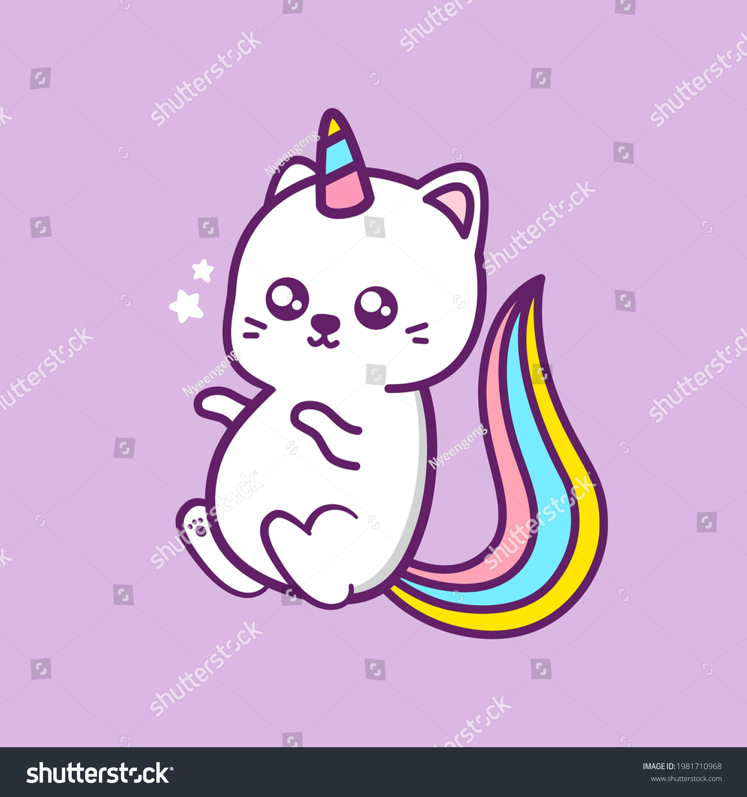 Cute Unicorn Cat Different Poses Stock Vector (Royalty Free) 1981710968 ...