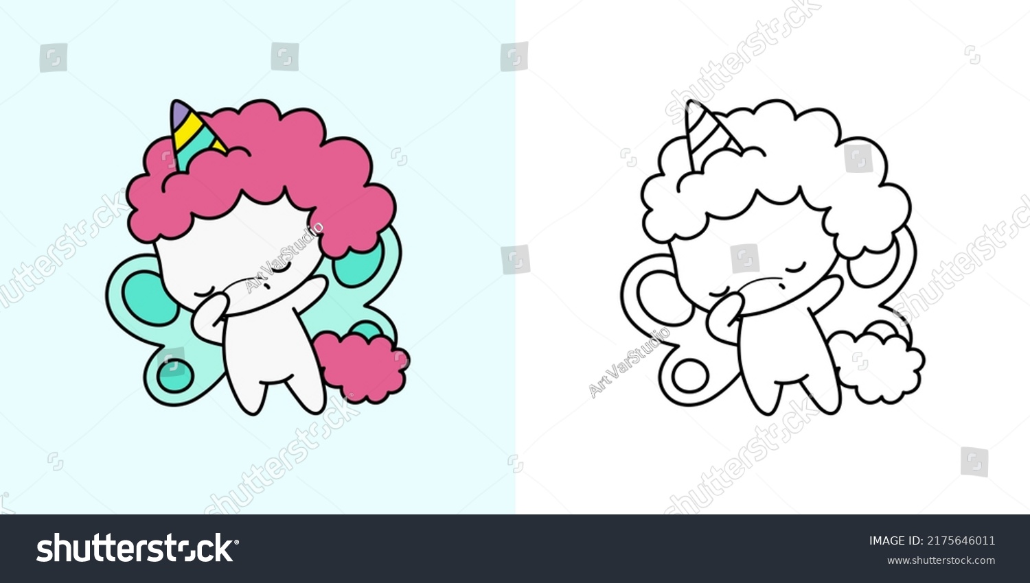 SVG of Cute Unicorn Clipart for Coloring Page and Illustration. Happy Clip Art Unicorn. Vector Illustration of a Kawaii for Stickers, Prints for Clothes, Baby Shower, Coloring Pages.  svg