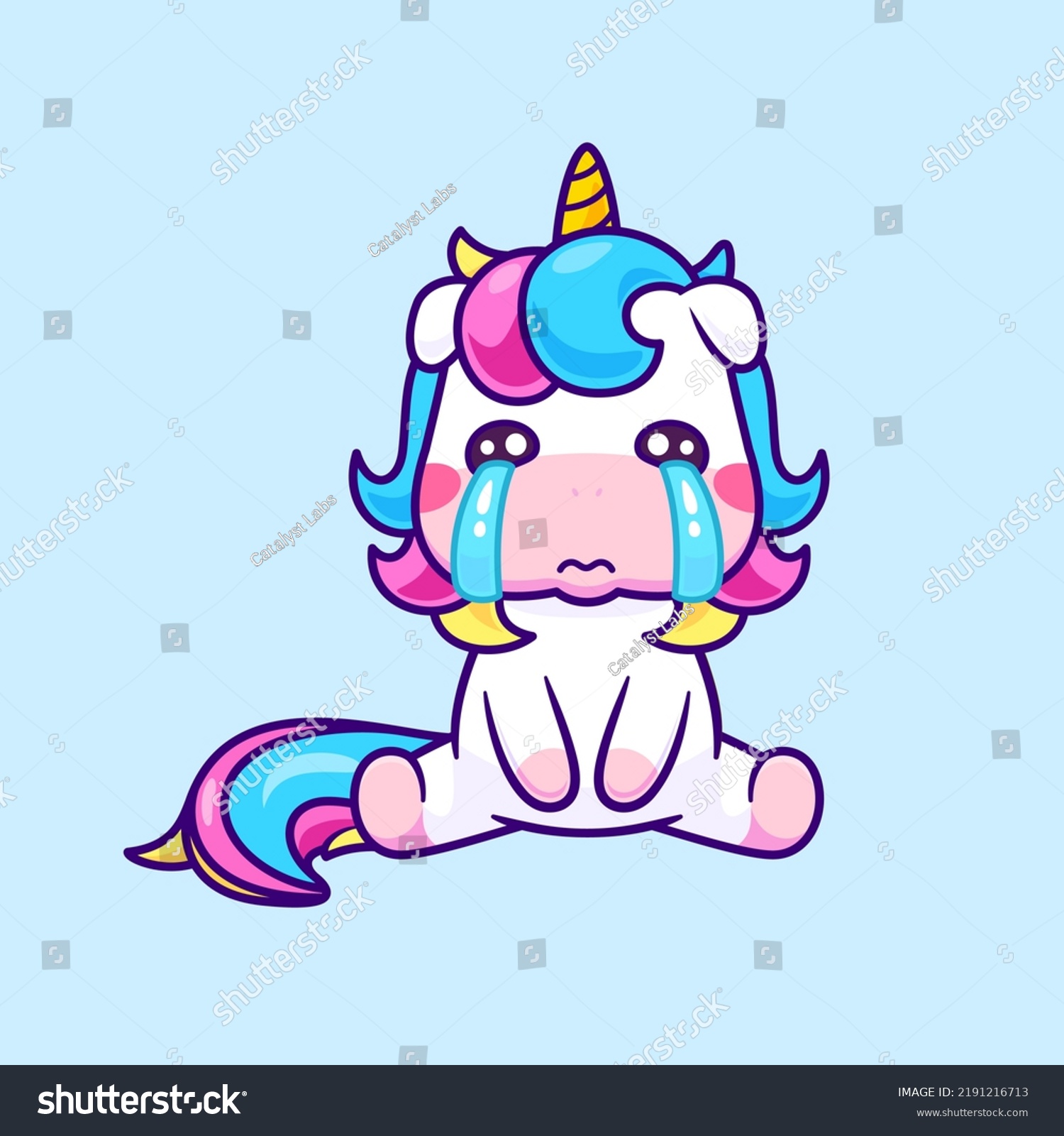 SVG of Cute Unicorn Crying Cartoon Vector Icon Illustration. Animal Nature Icon Concept Isolated Premium Vector. Flat Cartoon Style svg