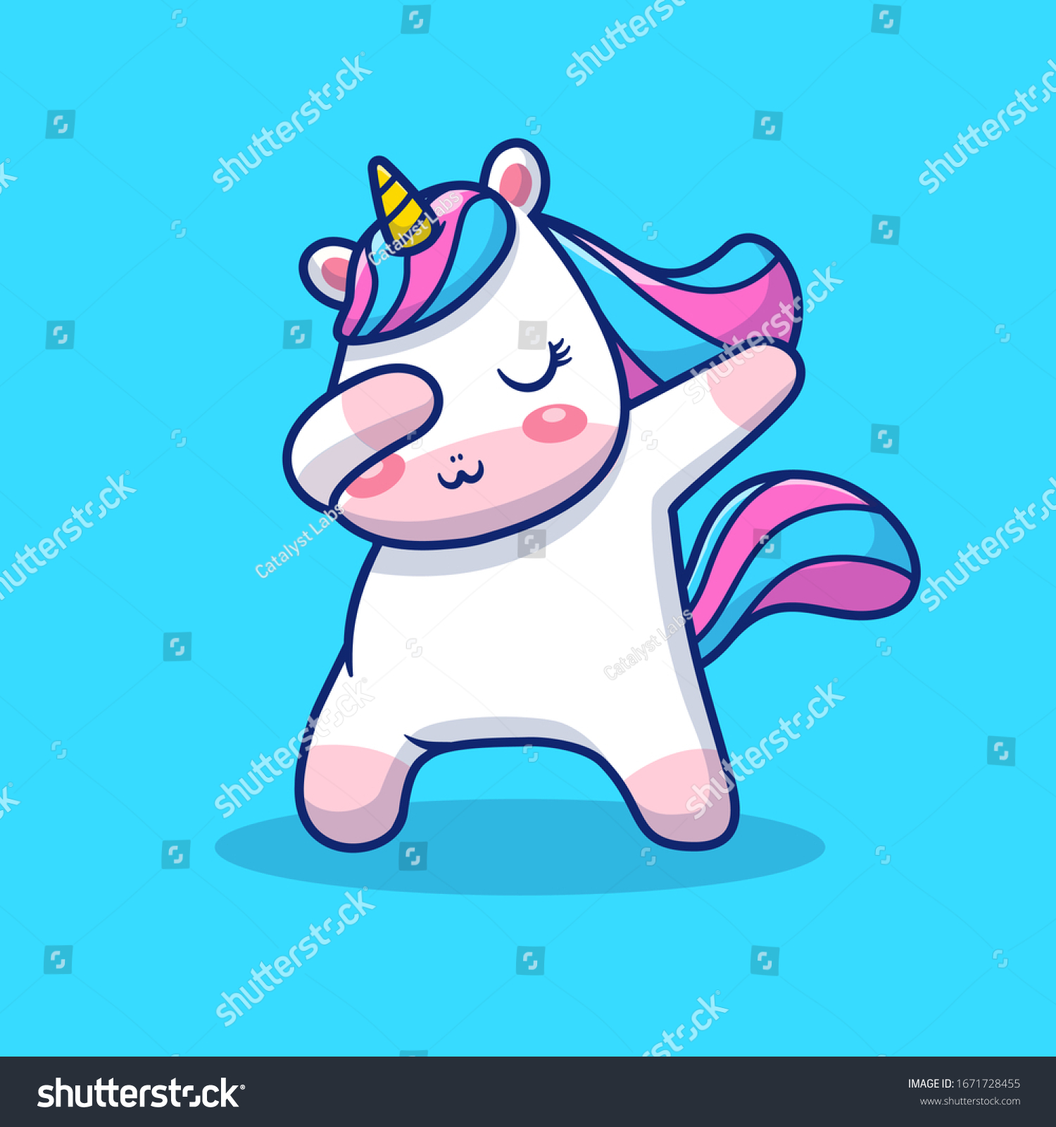SVG of Cute Unicorn Dabbing Vector Icon Illustration. Unicorn Mascot Cartoon Character. Animal Icon Concept White Isolated. Flat Cartoon Style Suitable for Web Landing Page, Banner, Flyer, Sticker, Card svg