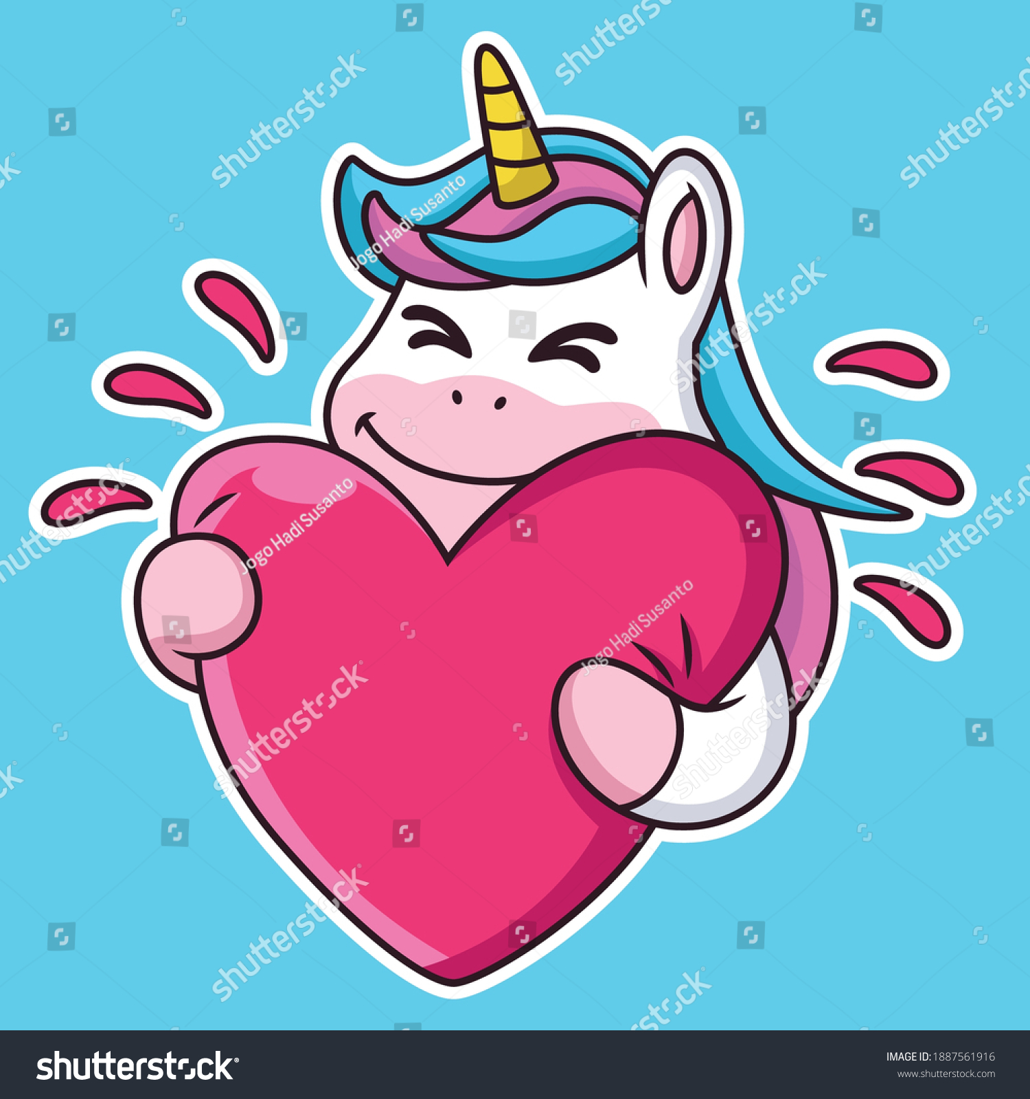 Cute Unicorn Embracing Love Cartoon Vector Stock Vector (Royalty Free ...