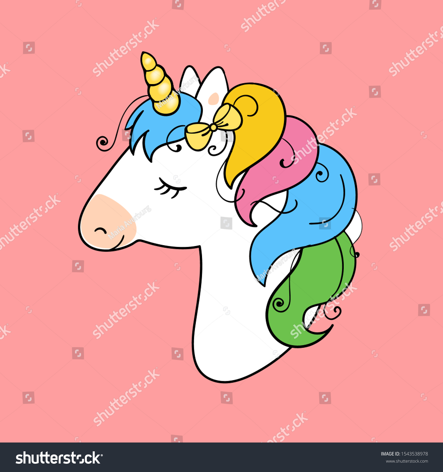 Cute Unicorn Vector Illustration Unicorn Vector Stock Vector (Royalty ...