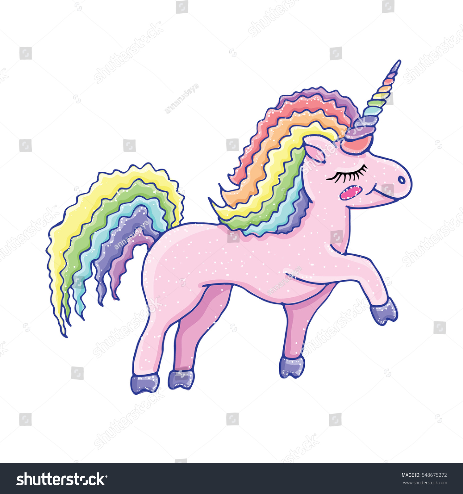 Cute Unicorn Vector On White Background Stock Vector 548675272