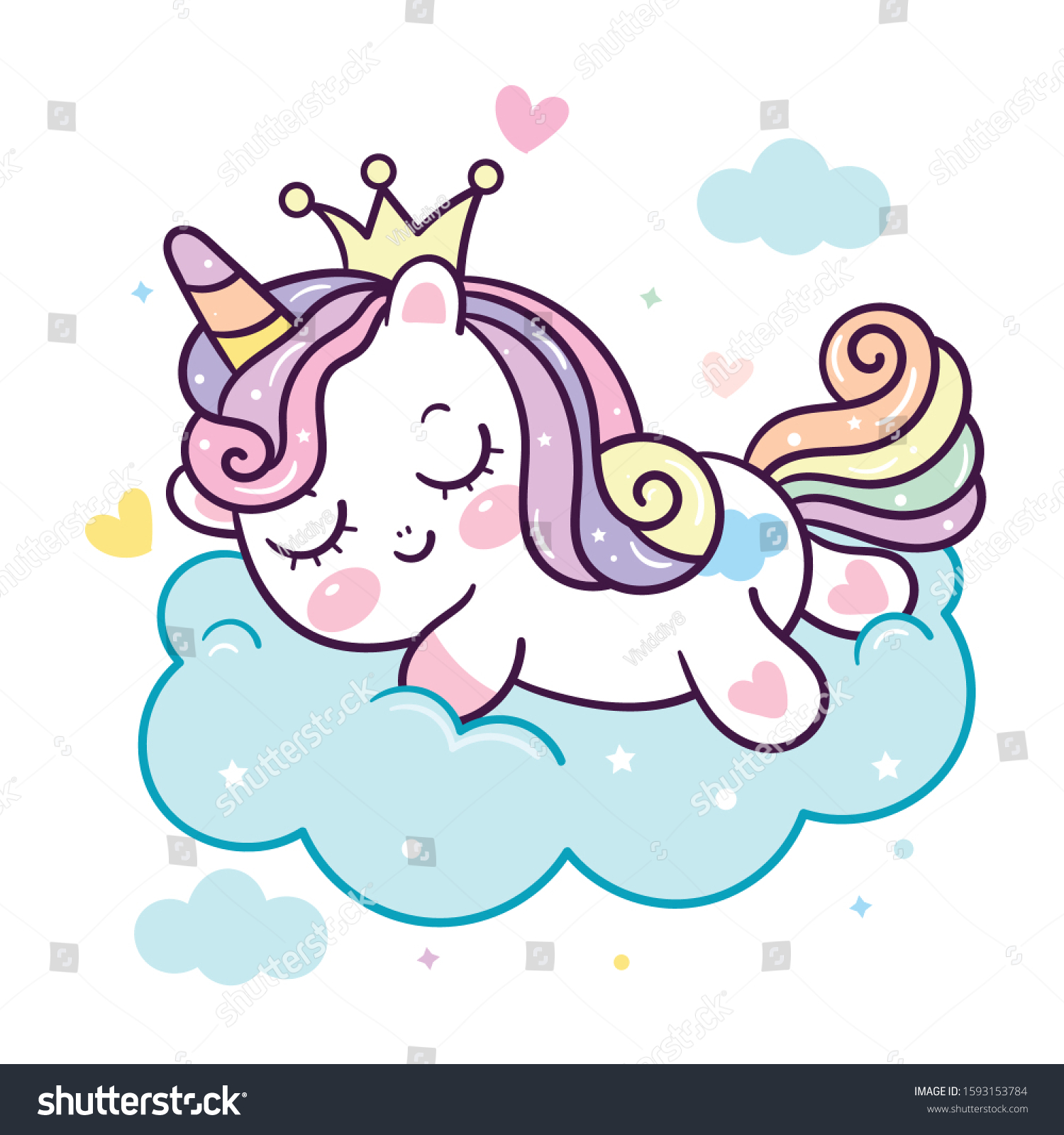 Unicorn cute gambar Mewarnai Gambar