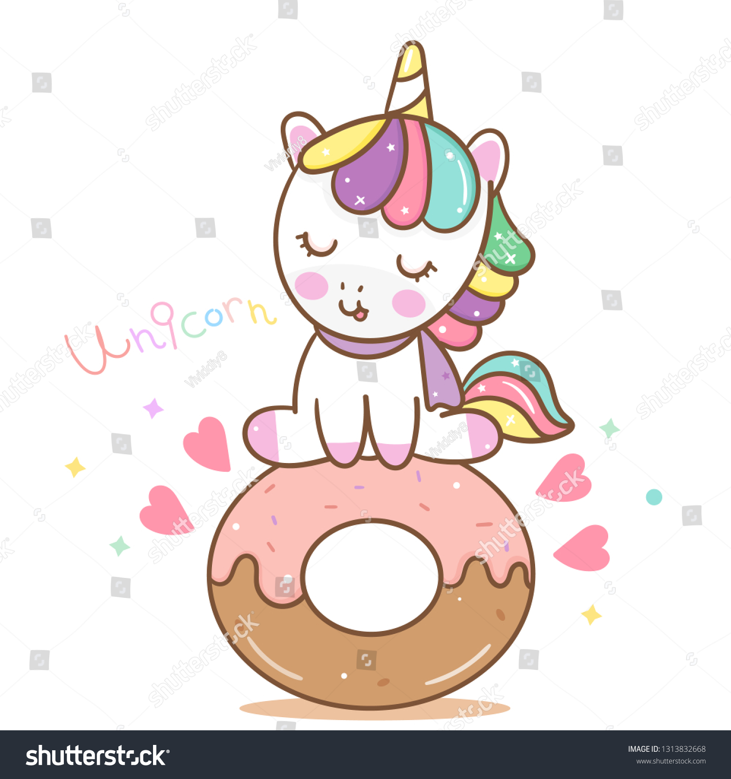 Cute Unicorn Vector Pony Cartoon Sweet Stock Vector (Royalty Free ...