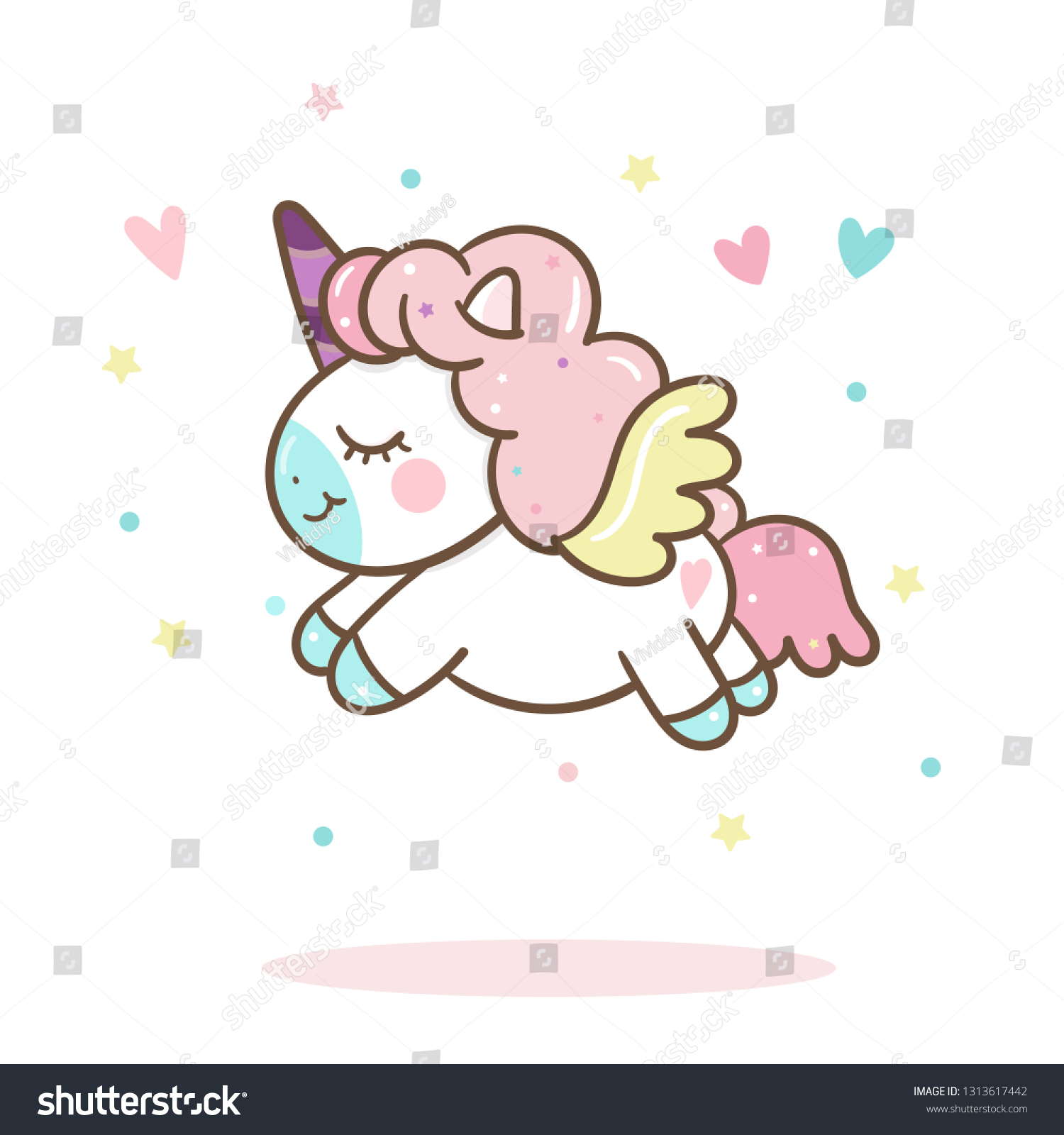 Cute Unicorn Vector Sweet Dream Cartoon Stock Vector (Royalty Free ...