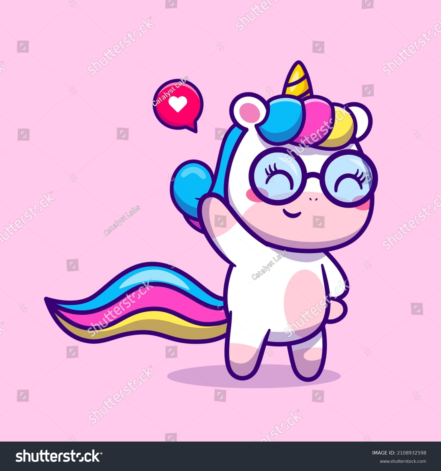 Cute Unicorn Waving Hand Cartoon Vector Stock Vector (Royalty Free ...