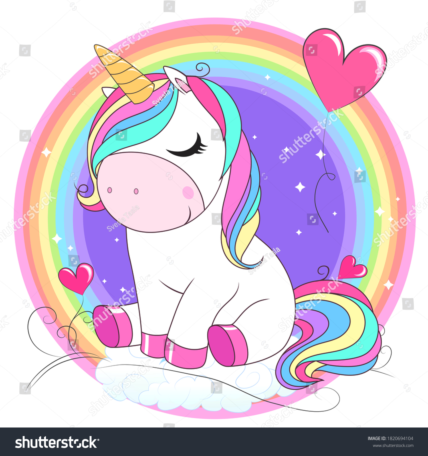 Cute Unicorn Rainbow Hair Vector Cartoon Stock Vector (Royalty Free ...