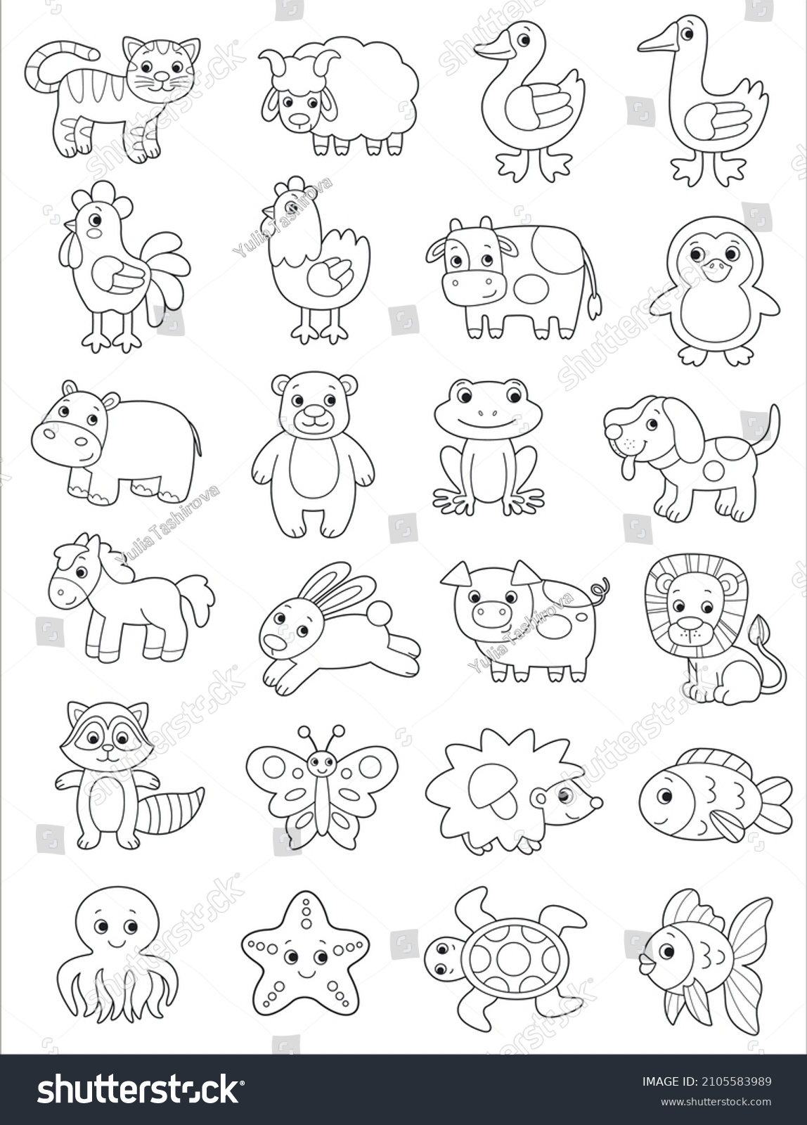 Cute Vector Animals Vector Cartoon Animals Stock Vector (Royalty Free ...