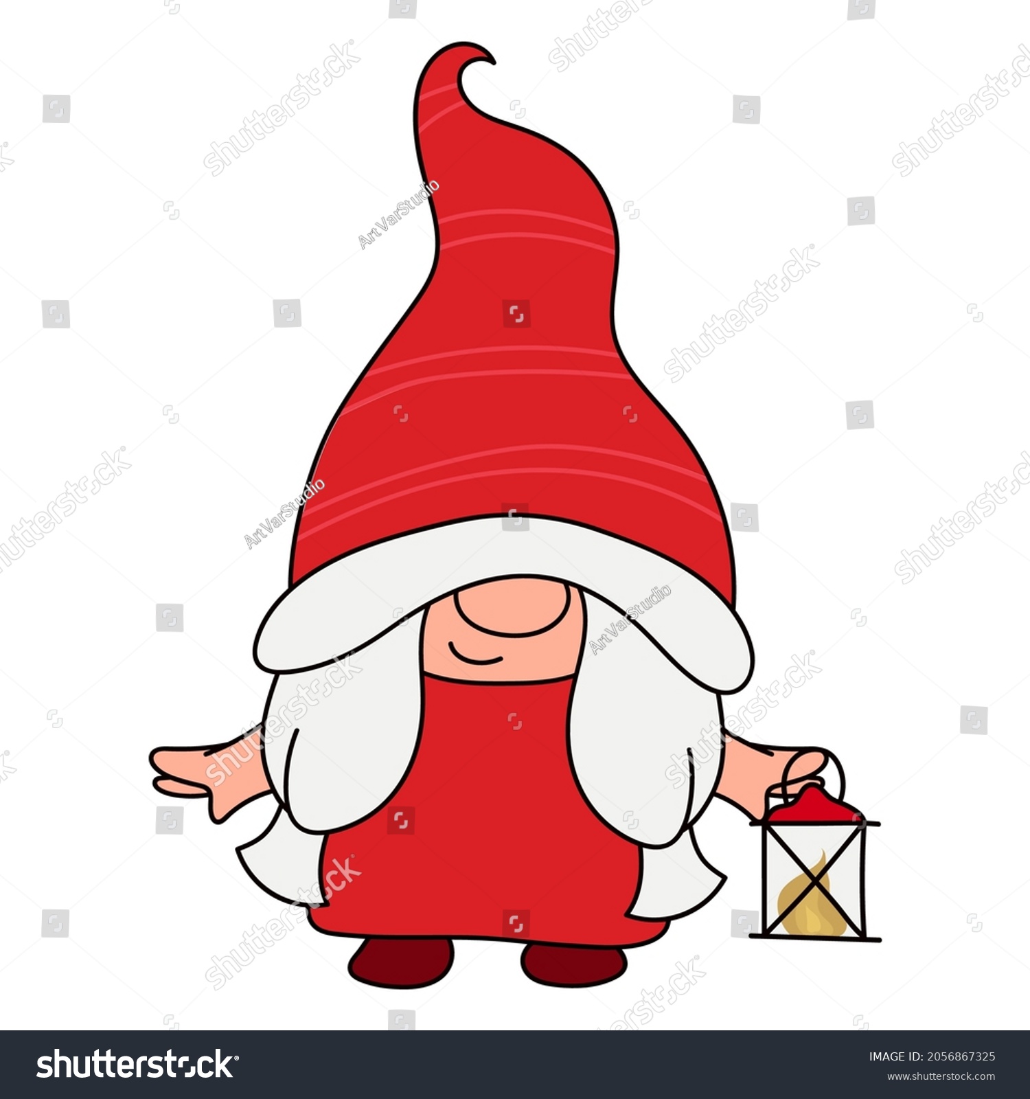 SVG of Cute Vector Christmas illustration. Christmas gnome clipart. Vector illustration of baby Xmas gnome for nursery room decor, posters, greeting cards and party invitations. Gnome illustration. svg