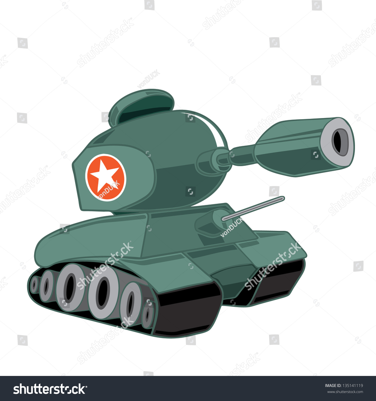 Cute Vector Drawing Military Tank Stock Vector (Royalty Free) 135141119