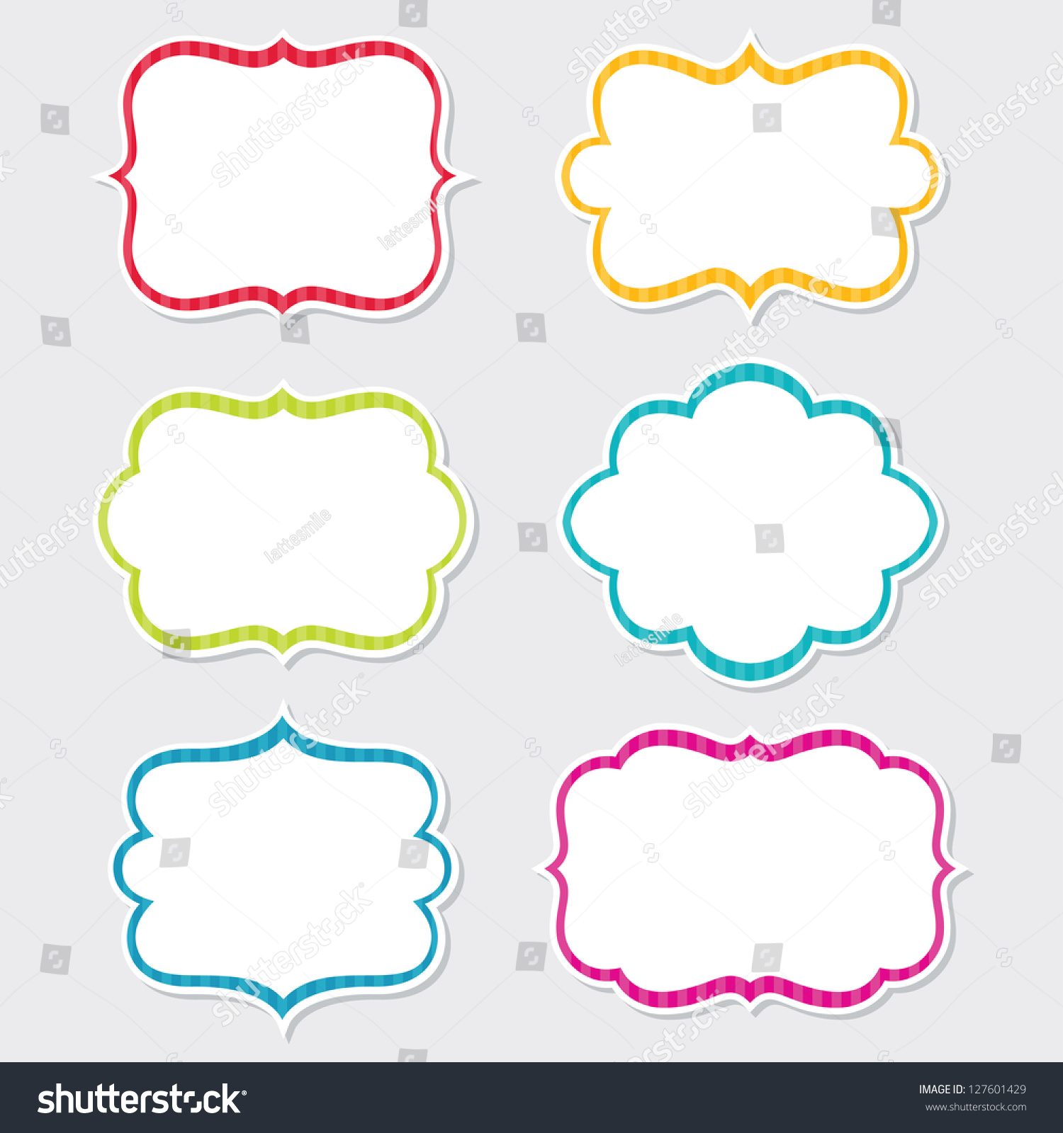 Cute Vector Frames Set Stock Vector (royalty Free) 127601429 