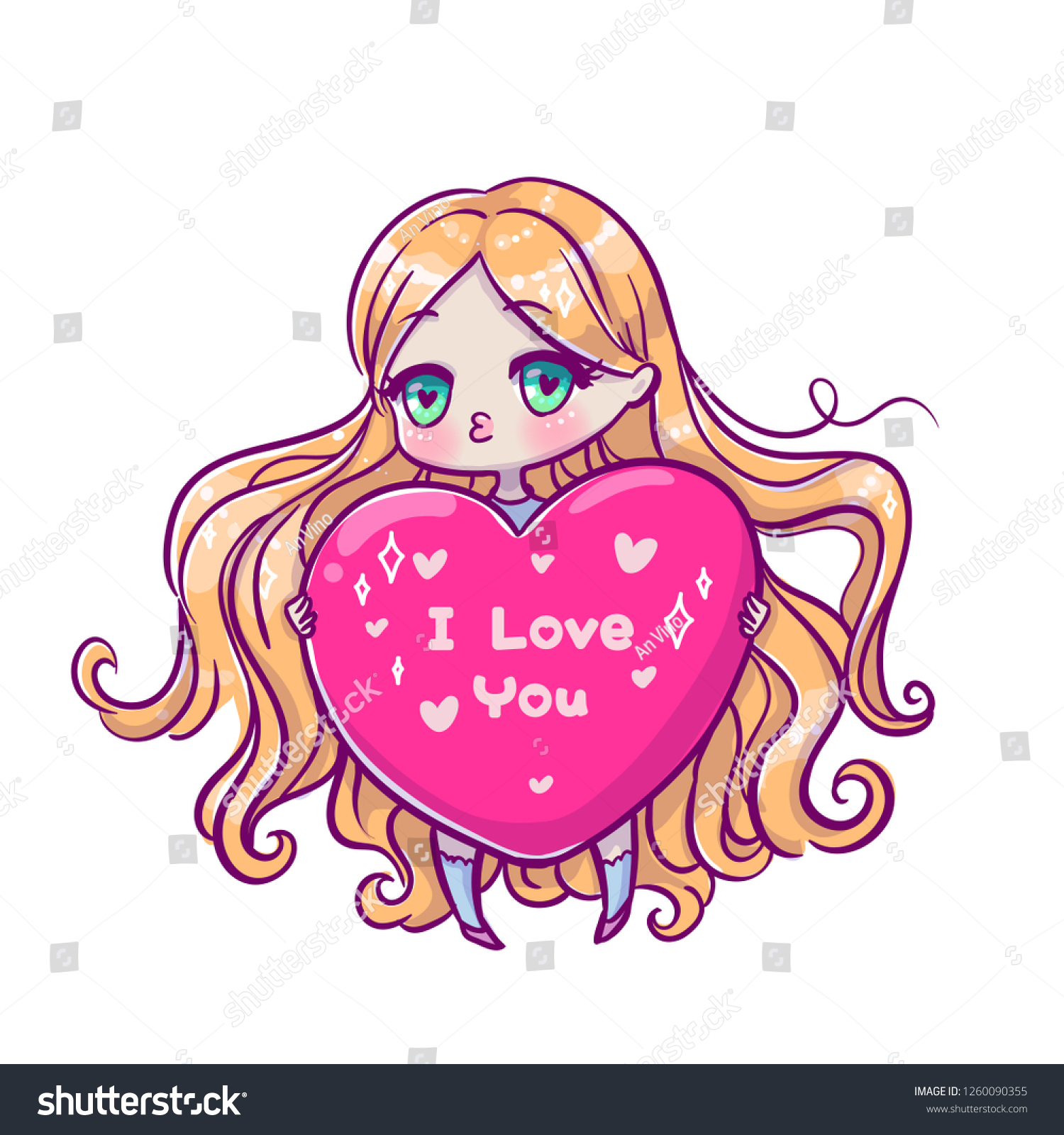 Cute Vector Illustration Kawaii Anime Girl Stock Vector Royalty Free