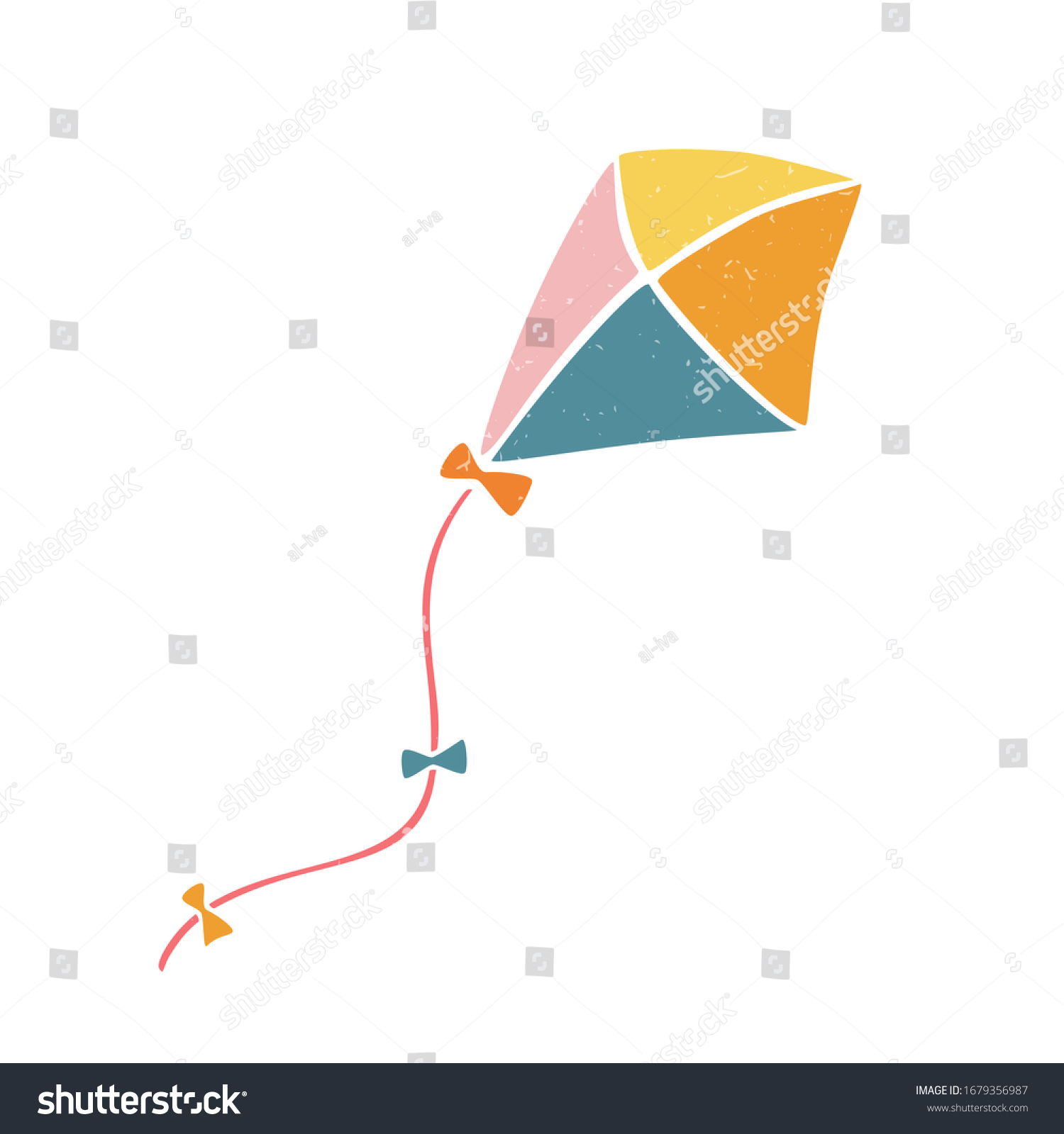 SVG of Cute vector kite. Colored kite isolated on a transparent background. Vector shabby hand drawn illustration svg