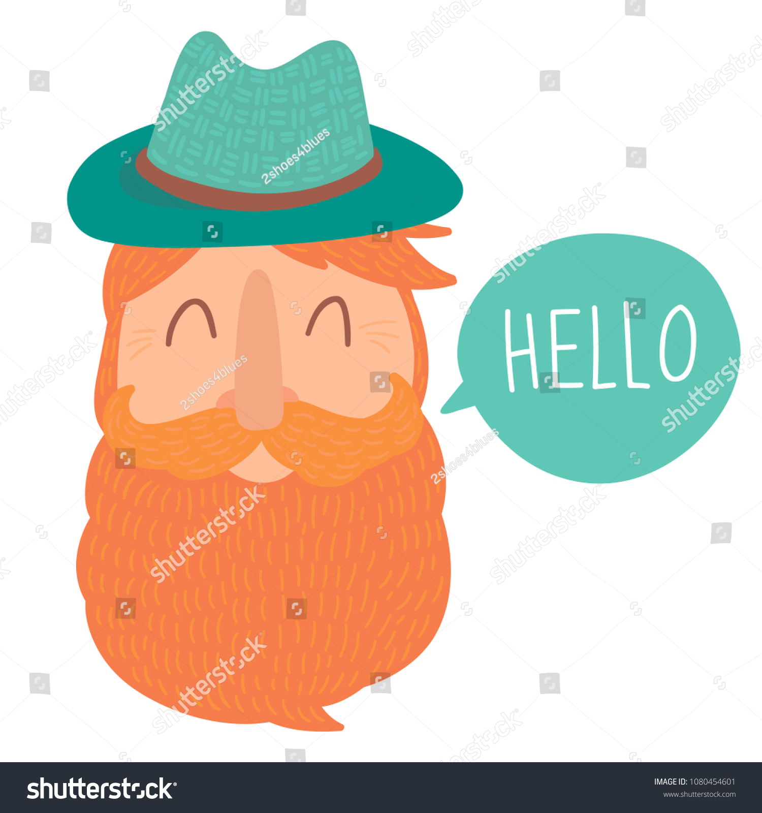 Cute Vector Old Man Hat Ginger Stock Vector Royalty Free 1080454601