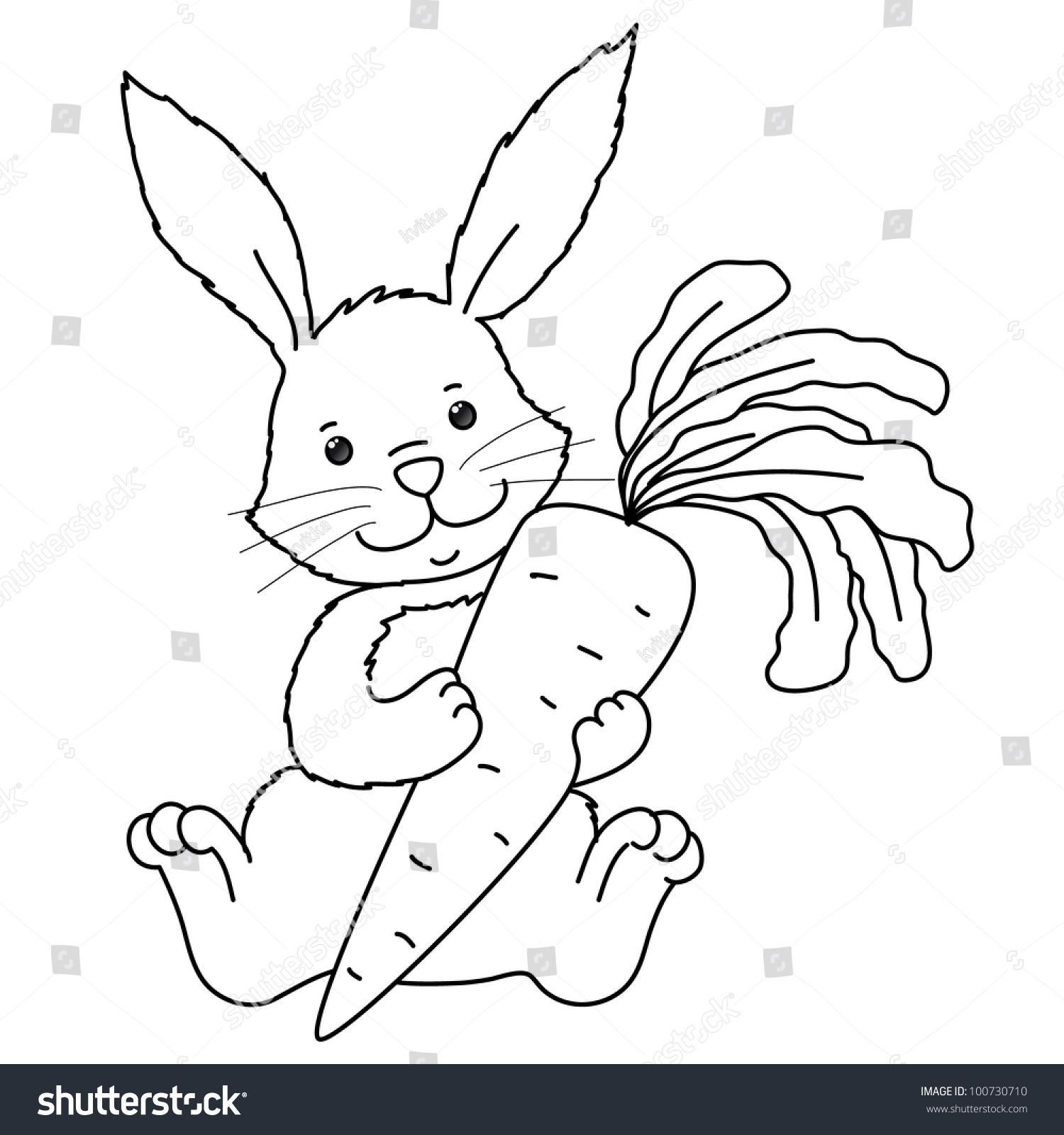 Cute Vector Rabbit Carrot Coloring Isolated Stock Vector Royalty